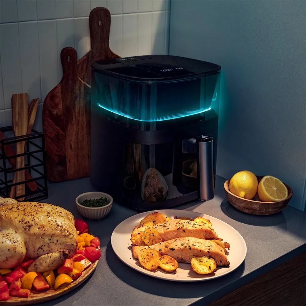 Cecotec Freidora de Aire sin Aceite de 5 L Cecofry Neon 5000 Air Fryer | 1500W, Spray de Agua, Ventana, Luz Interior, Tecnología PerfectCook, 10 Menús, Panel de control Táctil, 80º-230ºC