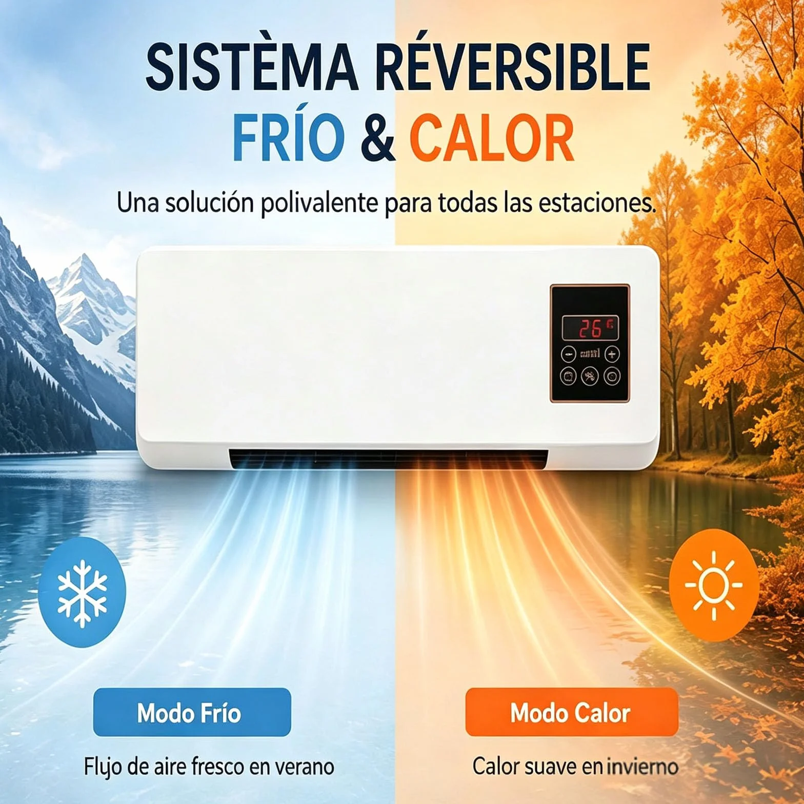 Aire Acondicionado Pared Sin Unidad Exterior, Aire Frio Calor Sin Unidad Exterior, CalefaccióN/Aires Acondicionados RáPido Y Natural SúPer Silencioso (Blancas)