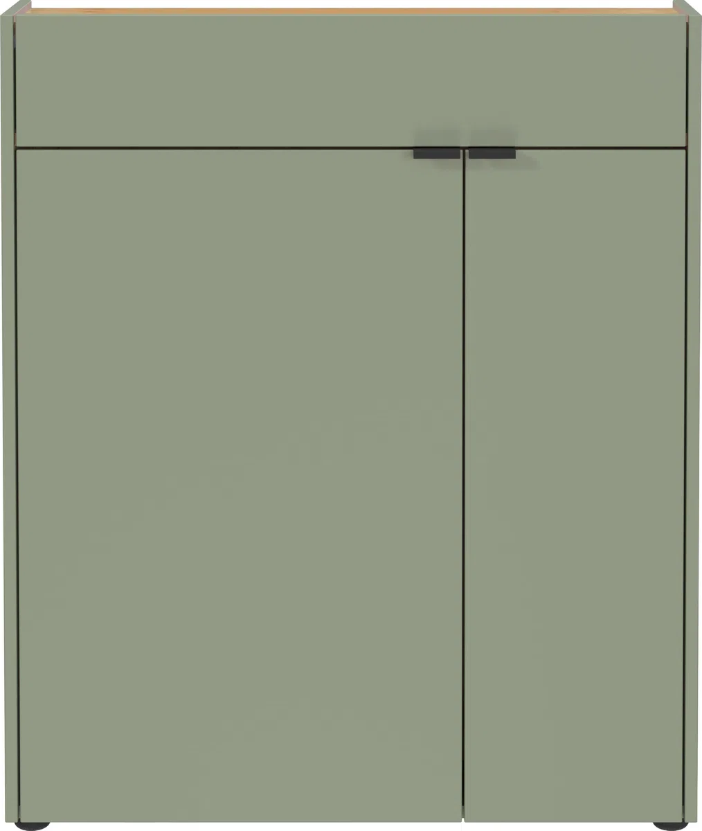 Germania Armario Zapatero 1319-629 GW-Ameca, en Verde Pardo/Roble navarra, con amortiguación en Las Puertas, 83 x 99 x 22 cm (Ancho x Alto x Profundidad)
