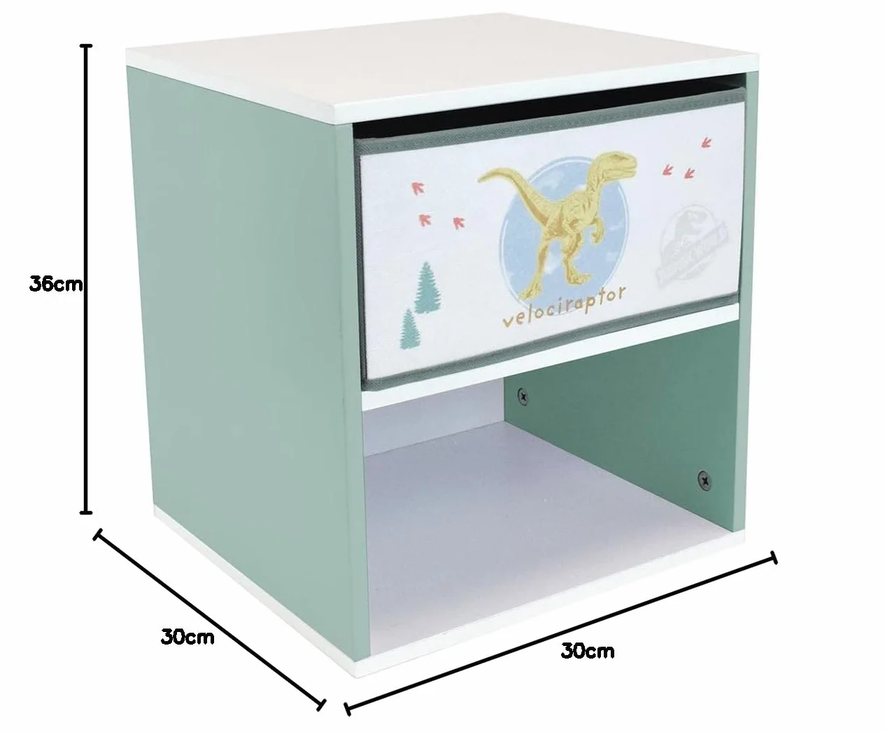 Fun House Niño 713508 Jurassic World - Mesita de Noche con cajón H.36 X L. 33 x 30 cm