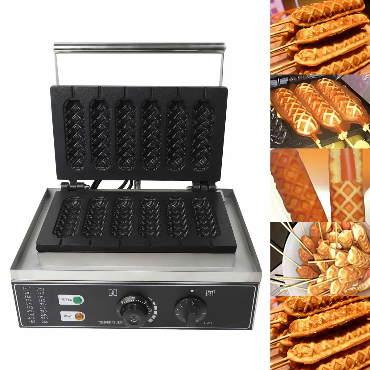 Gofrera profesional de acero inoxidable con revestimiento antiadherente, gofrera comercial para gofres y gofres
