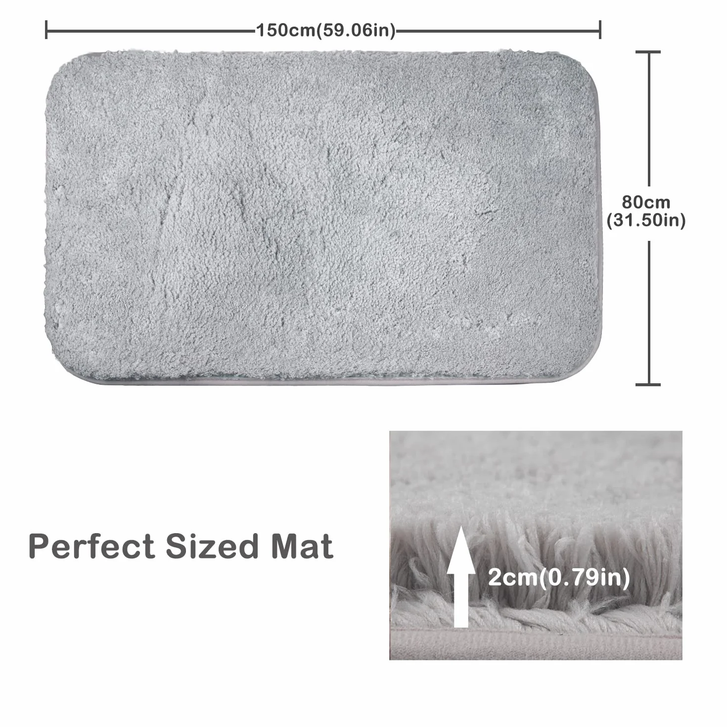 FCSDETAIL Alfombrilla de Baño Antideslizantes 80X150 cm, Tapete para el Piso Lavable a Máquina con Microfibras Suaves Absorbentes de Agua para Bañera, Ducha y Baño
