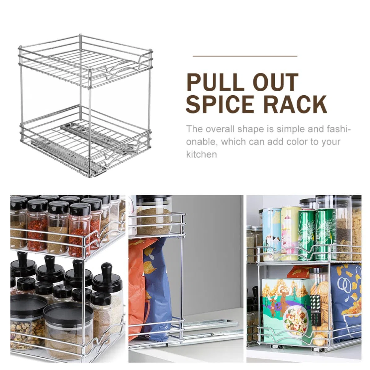 Estante Doble Soporte para Botellas de Condimentos para Especias de Cocina de Metal Diseño Vertical para Optimizar Espacio en Cocina Pequeña