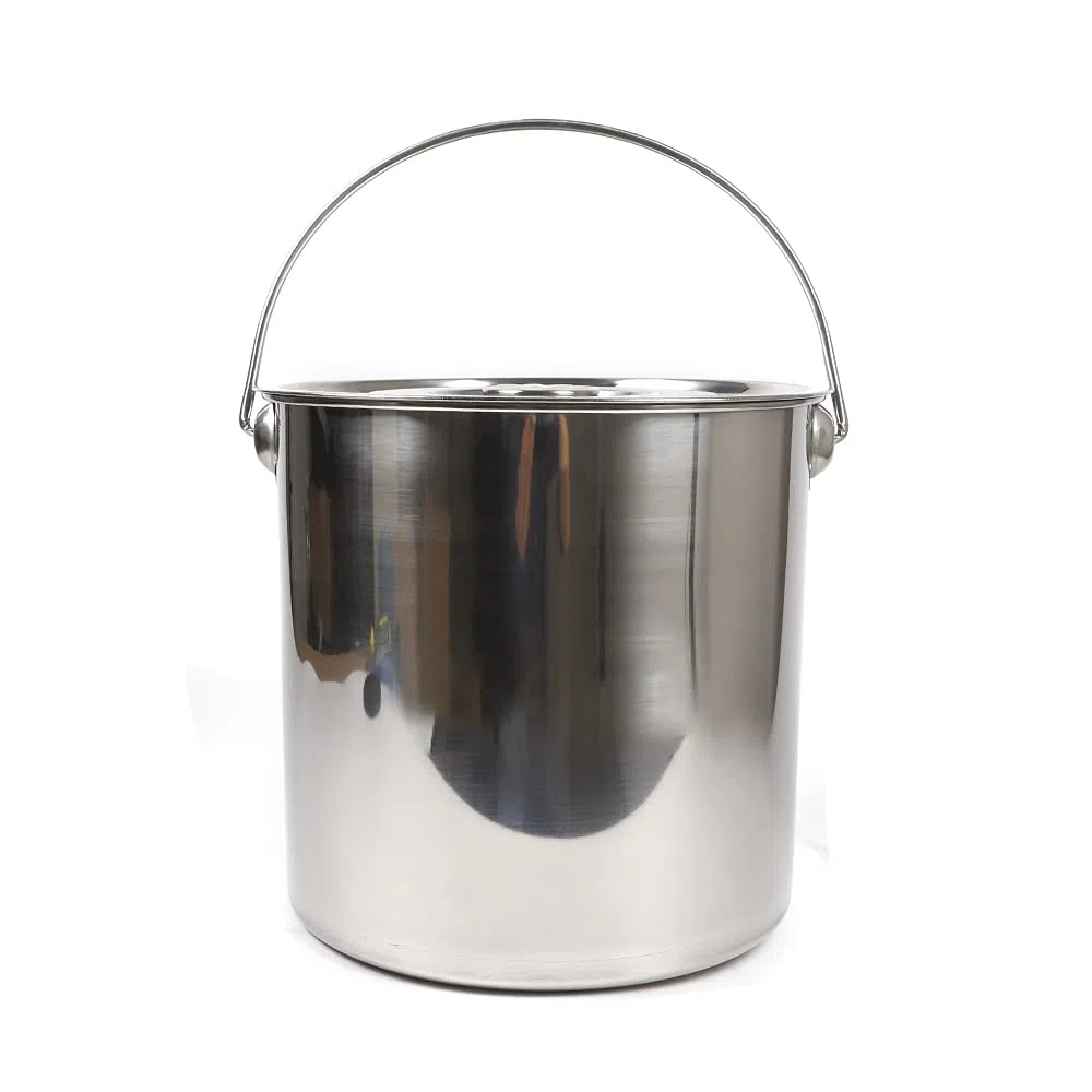 Bidón para alimentos de acero inoxidable, almacenamiento sellado, cubo de alimentos, depósito de agua con tapa para mango de pail resistente, acero inoxidable 304, a prueba de insectos y a prueba de