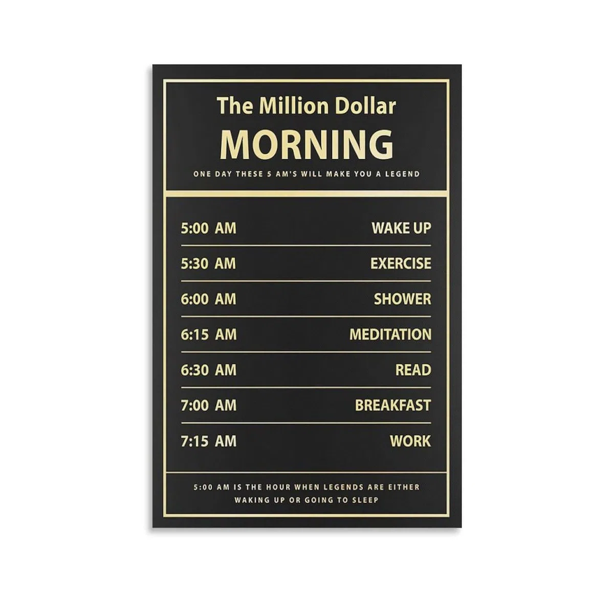 LZTEN Póster motivacional de pared con texto en inglés "The Million Dollar Morning" para decoración de oficina, cartel de emprendimiento, cita de dinero, oficina L