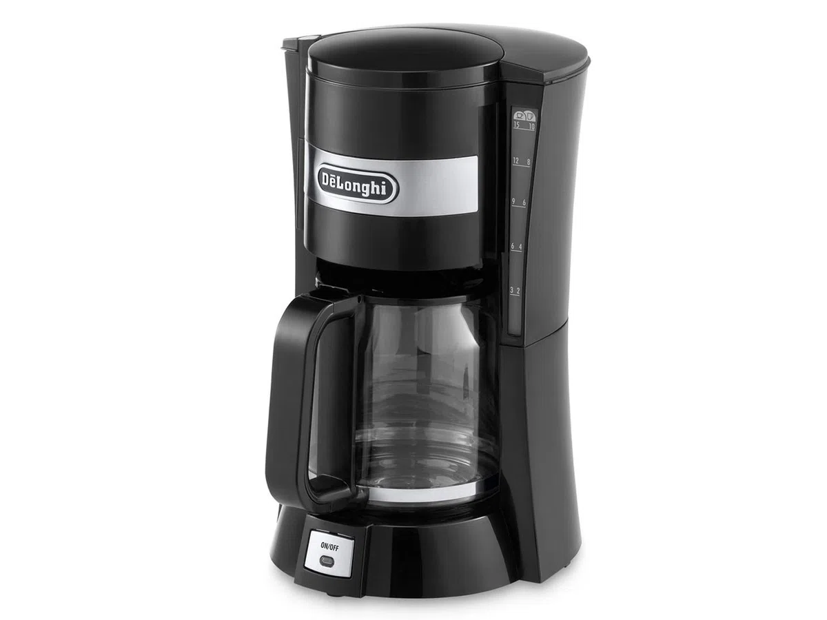 De'Longhi ICM15210.1 Cafetera de goteo para 10 tazas, 900 W, 1.25 L, acero inoxidable, negro