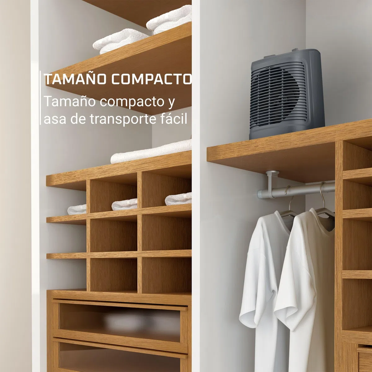 Rowenta Comfort Compact - Calefactor bajo consumo 2000 W, 2 velocidades, termostato mecánico función anti-heladas, Silence 44 dBA, modo Eco, ventilador aire frío, fácil transporte, SO2320