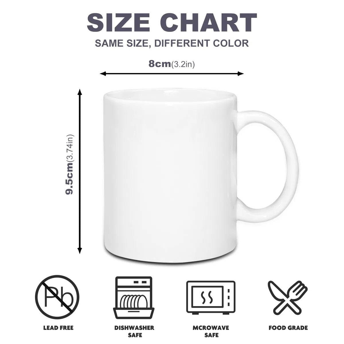 Sumex Juego de 36 tazas de café de cerámica blanca de sublimación de 11 onzas para té, leche, latte, cacao caliente