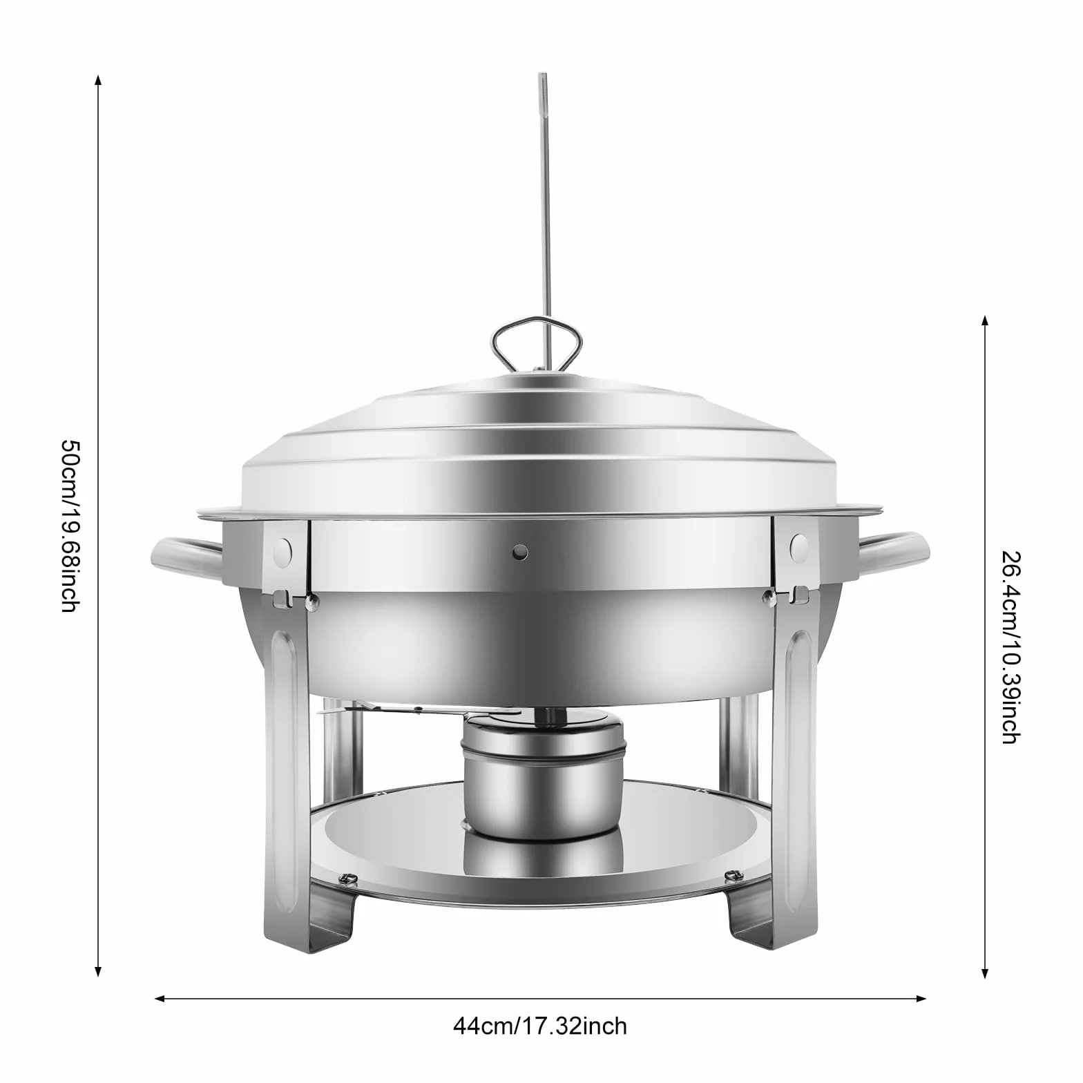 7,5 litros de calientaplatos, buffet chafing dish, redondo, acero inoxidable, con pasta de combustión de 360 mm, adecuado para bufés, celebraciones familiares, banquetes, bodas