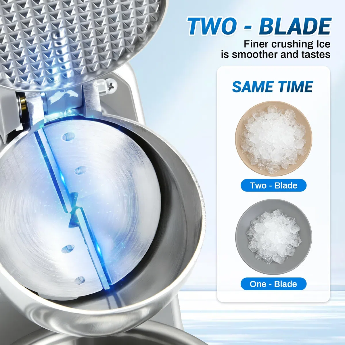 Trituradora de hielo 100 kg/h, máquina de slush profesional con tazón y tapa, 300 W 2200 rpm, para casa/bar/oficina - 4 cuchillas, velocidad