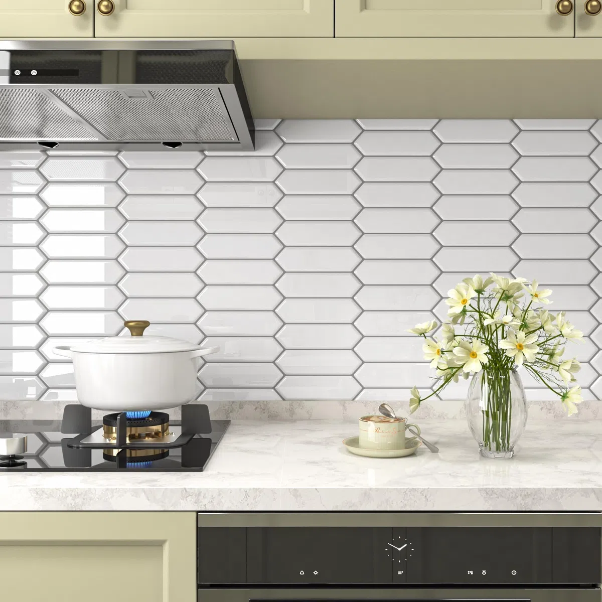 Decotalk Azulejos Adhesivos Baño Efecto Mrmol Blanco Hexgono Azulejos Adhesivos Baño 30.5x30.5cm 15Piezas Impermeable Vinilo Pared Cocina Vinilos Cocina Azulejo Suelo Vinilo Autoadhesivo Lavadero