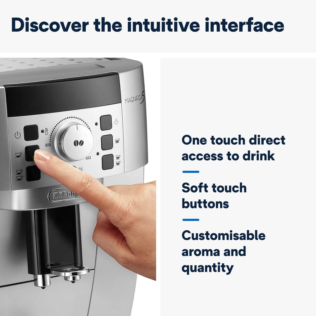 De'Longhi Perfetto Magnifica S Ecam 22.110.SB - Cafetera superautomática, 15 bares de presión, 13 programas ajustables, limpieza automática, sistema cappuccino, 1.8L, color Plata