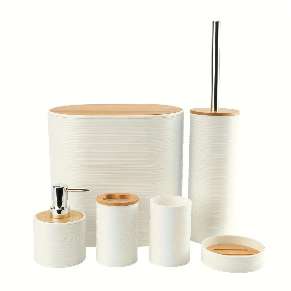 6 unids/Set Set de Accesorios baño Soporte for Cepillo Dientes Accesorio Completo for tocador encimera(White)