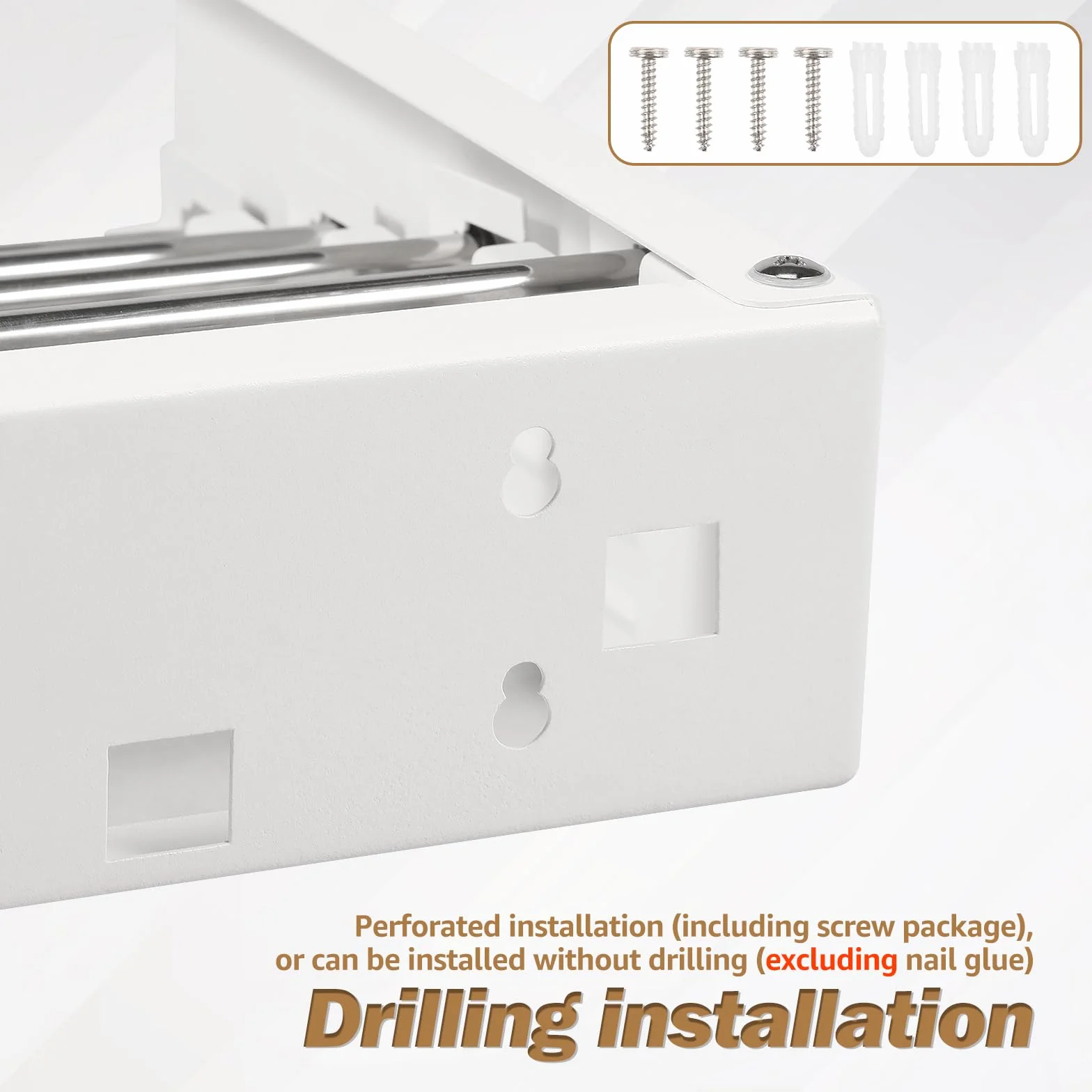 Tendedero Extensible de 50 x 25 x 7 cm, de Pared con 4 Barras con Juego de Montaje de Tornillos, tendedero de Acero Inoxidable, Puede Utilizarse con Barra de Toallas, Perchero para