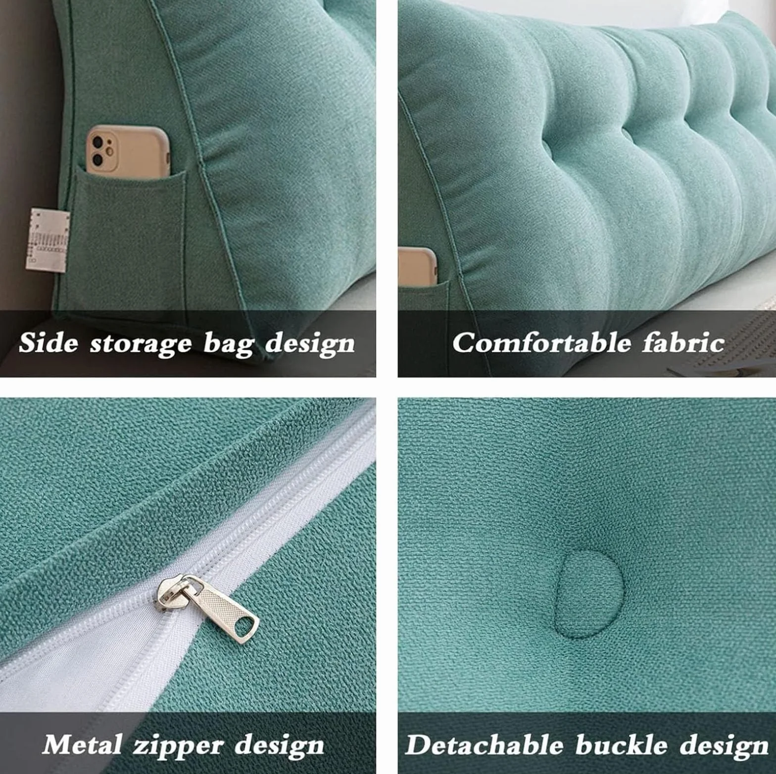LXURY Almohada Triangular Transpirable Grande Cojín De Posicionamiento Retirable Almohada De Apoyo De Posicionamiento Cojín De Lectura con Soporte para La Espalda del Sofá,F,200cmx50cmx20cm
