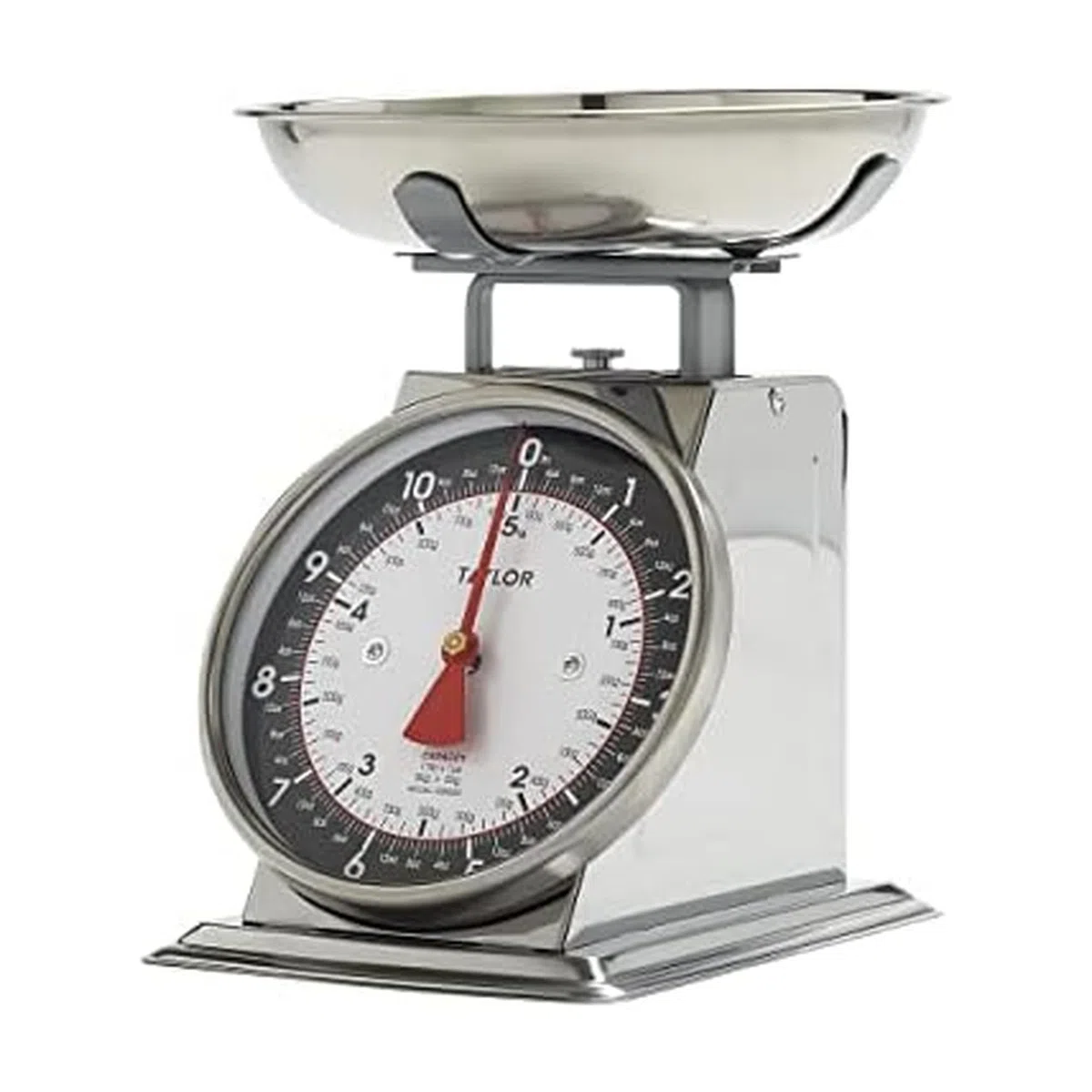 Taylor Precision Products Mechanical Kitchen Weighing Food Scale Weighs up to 11lbs, Measures in Grams and Ounces