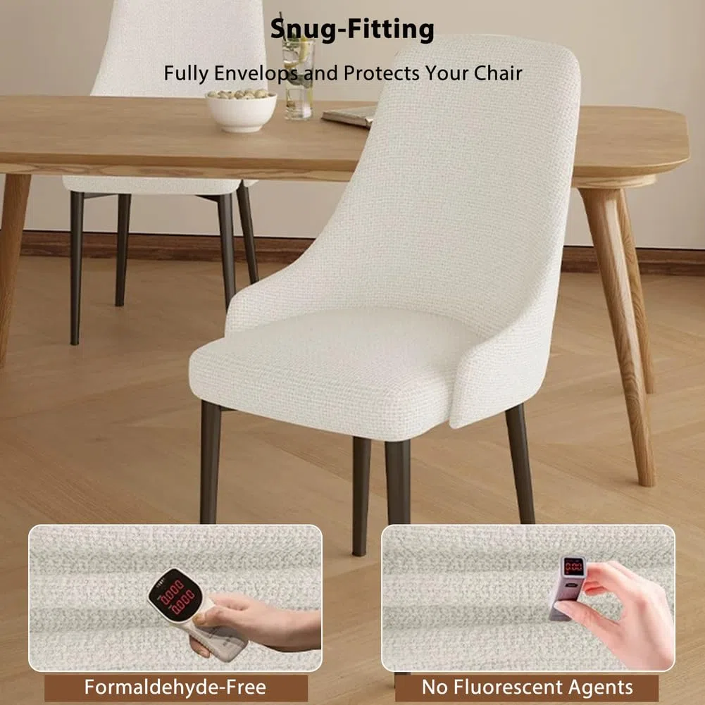 Funda para Silla De Comedor De Respaldo Curvo con Reposabrazos Bajos Fundas Elástica para Silla De Orejero Funda Lavable para Silla Auxiliar Y Decorativa,Dark Gray,4pcs