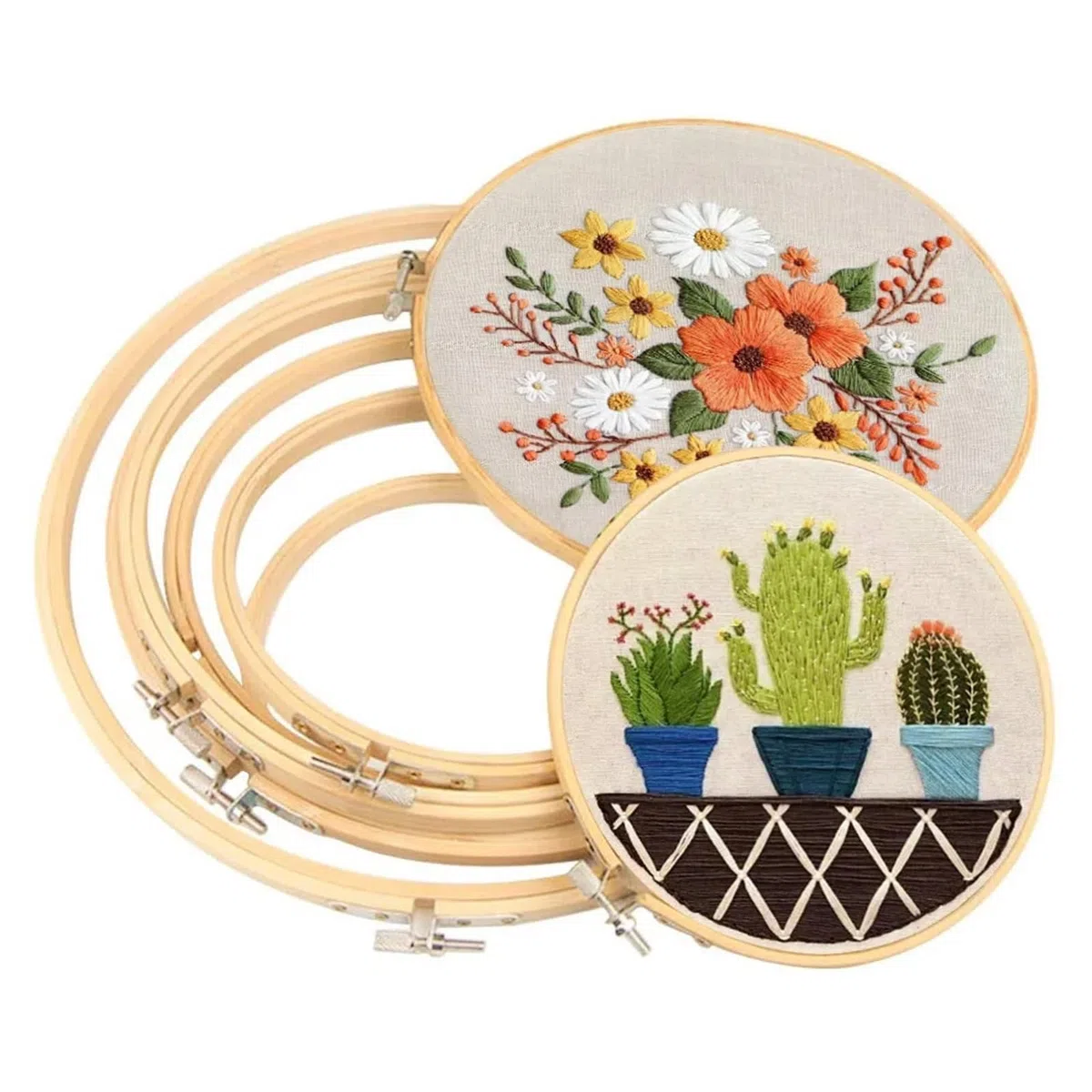 Soporte De Madera Bordado Juego de 10 aros bambú for costura, herramientas , redondos a 36 cm, for manualidades punto cruz, madera, estilo Art Déco(1 sets)