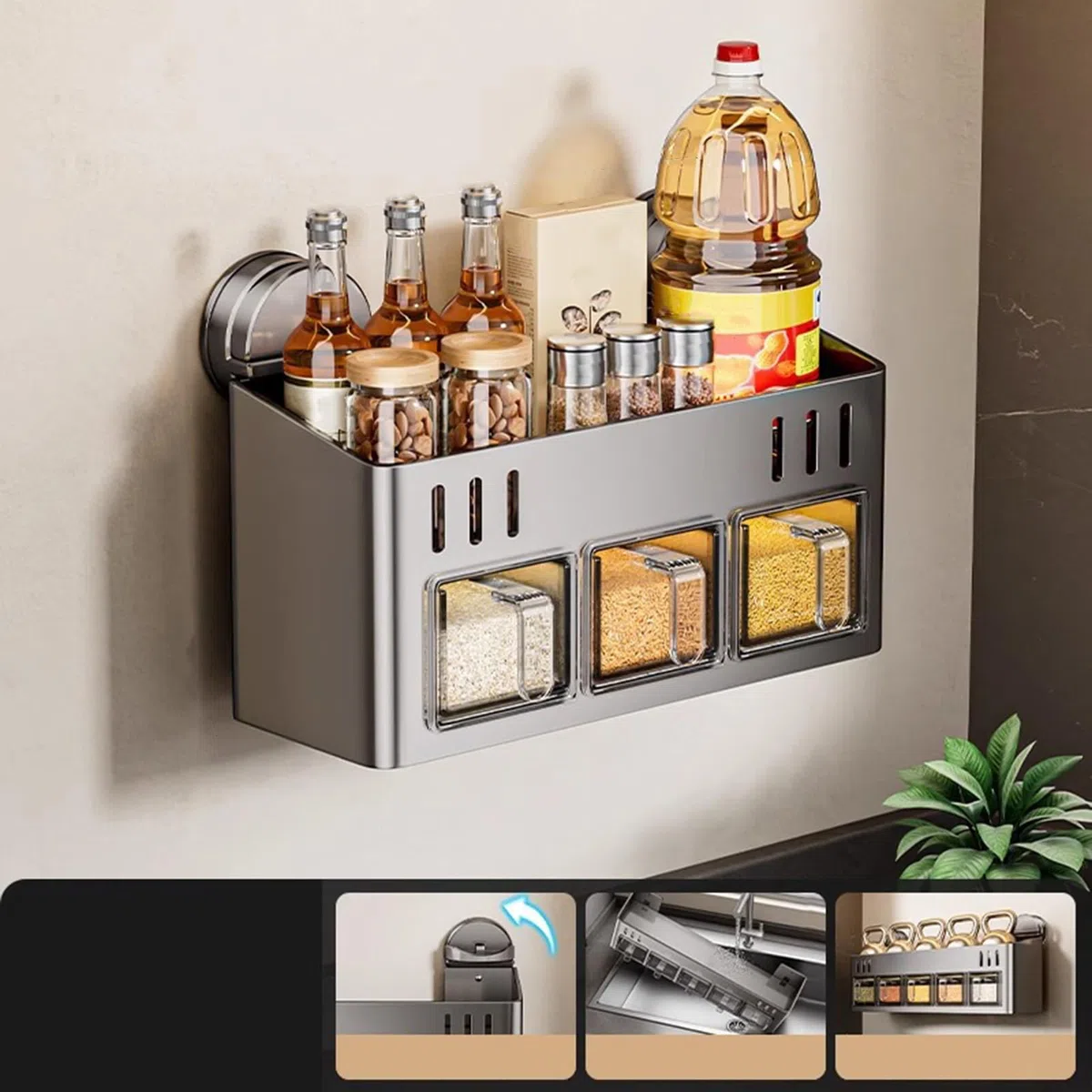 Organizador de Condimentos y Especias para Armario de Cocina | Estante de Especias de Doble Capa,Estante De De Doble Capa Antioxidante Impermeable Con De Condimentos Para Pared Oficina