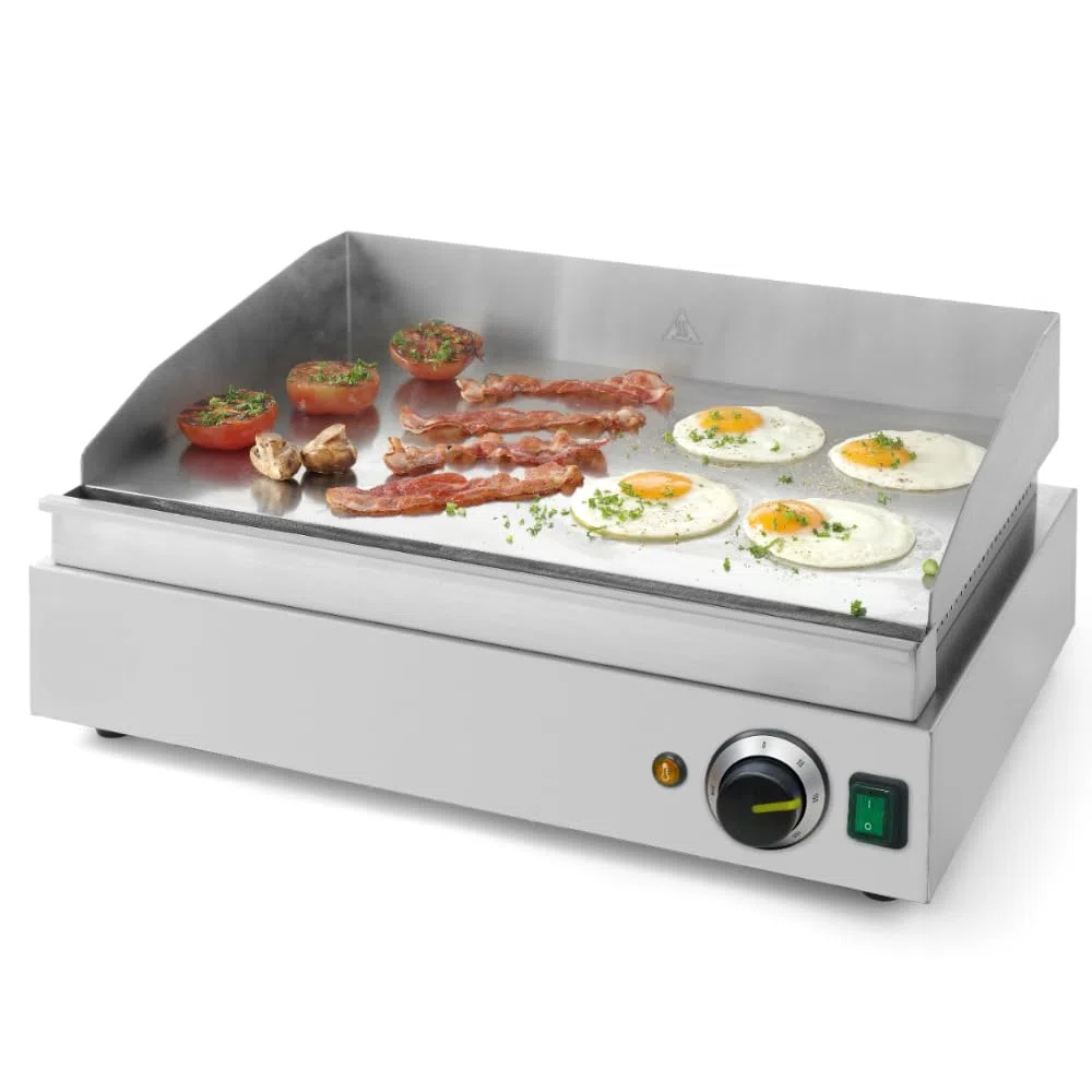 MBH - Plancha profesional de acero inoxidable con superficie lisa. Plancha eléctrica de cromo duro para para bar o restaurante alta resistencia
