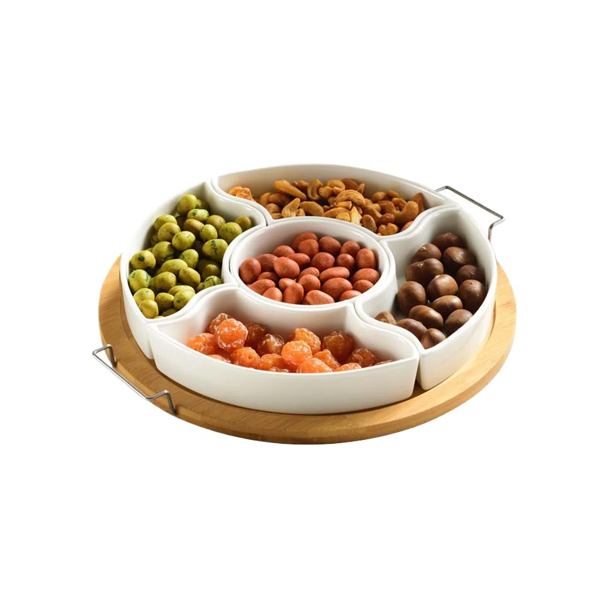 Giratorio De Snacks Dispensador 5 compartimentos extraíble, bandeja | Organizador giratorio de almacenamiento para snacks Organizador Frutas Secas Chips Dip Verduras Charcutería Queso Nueces