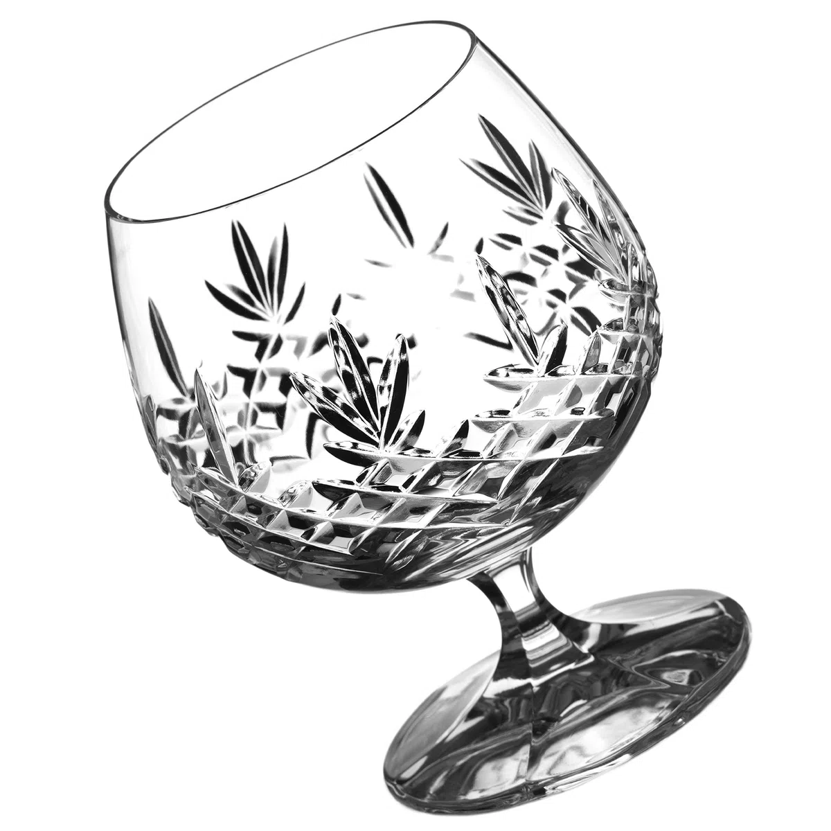 DIAMANTE Par de vasos de brandy o coñac, colección Buckingham, 2 vasos de cristal cortados a mano