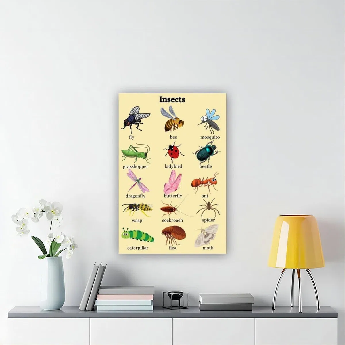 Póster de lienzo con conocimiento de la enciclopedia de insectos y animales, decoración de dormitorio, paisaje, oficina, habitación, regalo, 50 x 75 cm