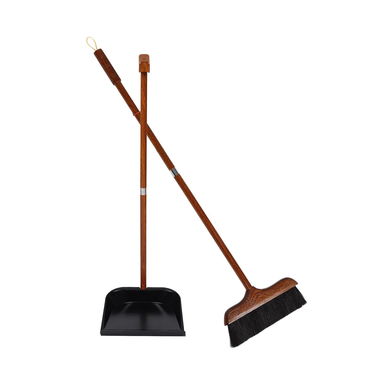 Recogedor con Mango Largo de Madera y Cerdas de Crin para Limpieza | Recogedor con Mango Largo, Diseño de Mango Largo, Recogedor, para Limpieza de Exteriores y Salones