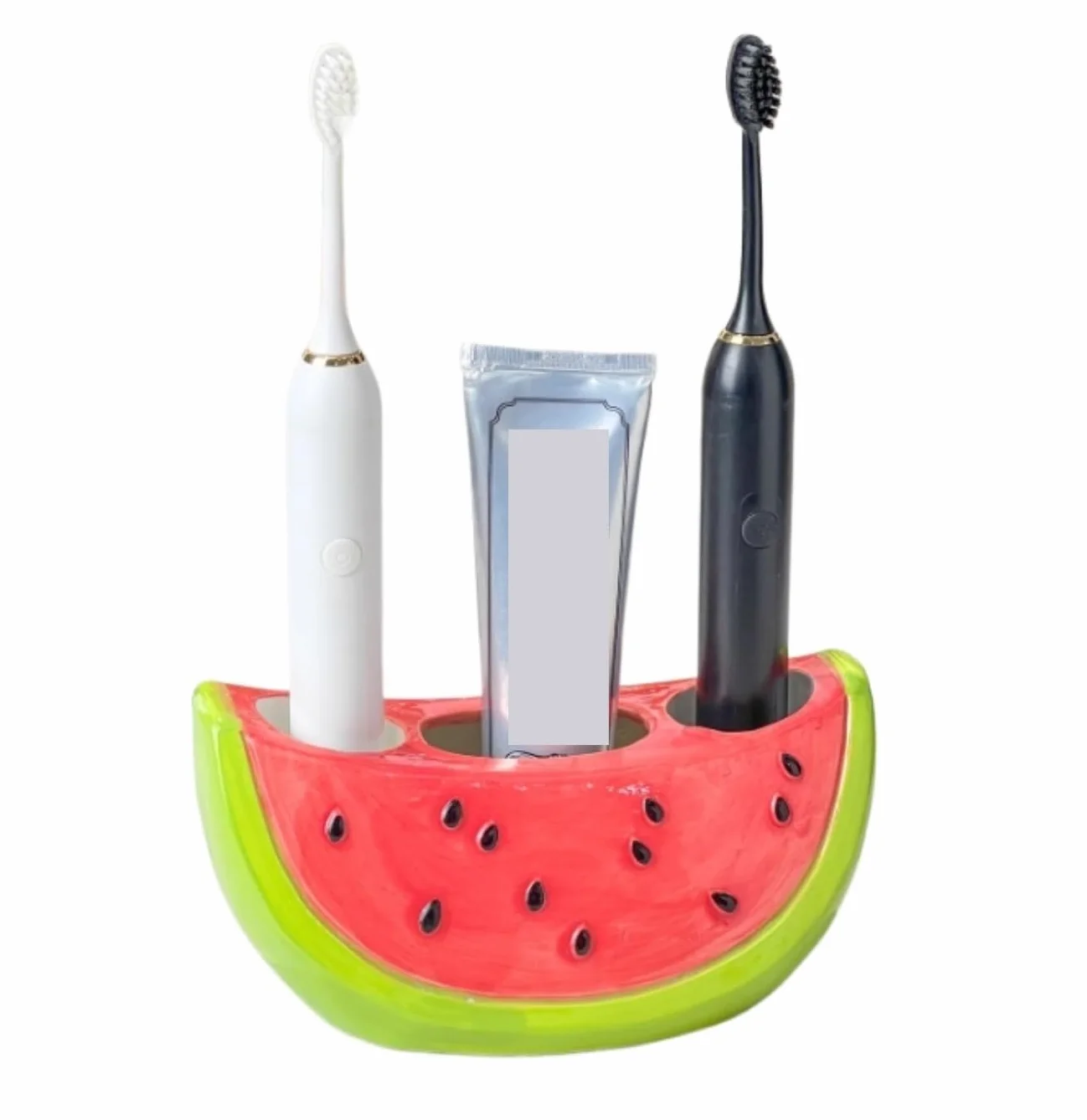 Porta Cepillo Dientes Baño Soporte De Cerámica For Cepillo Dientes con Forma Sandía For Almacenamiento En Encimera Baño Hogar Y Cocina