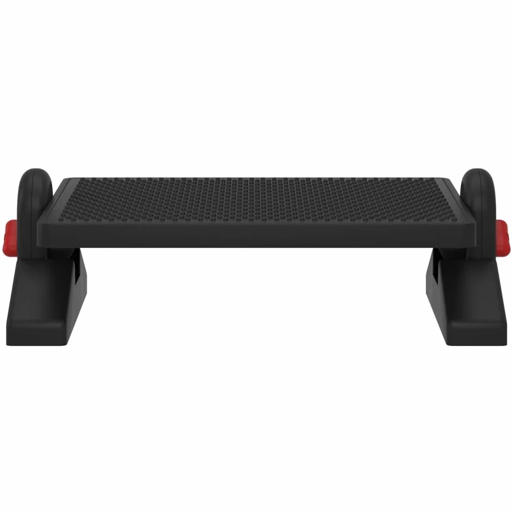 Reposapiés negro, 50 x 30,5 x 17 cm, altura regulable, de material HIPS con superficie de masaje para aliviar la tensión de piernas, espalda y caderas, ideal para oficina y hogar