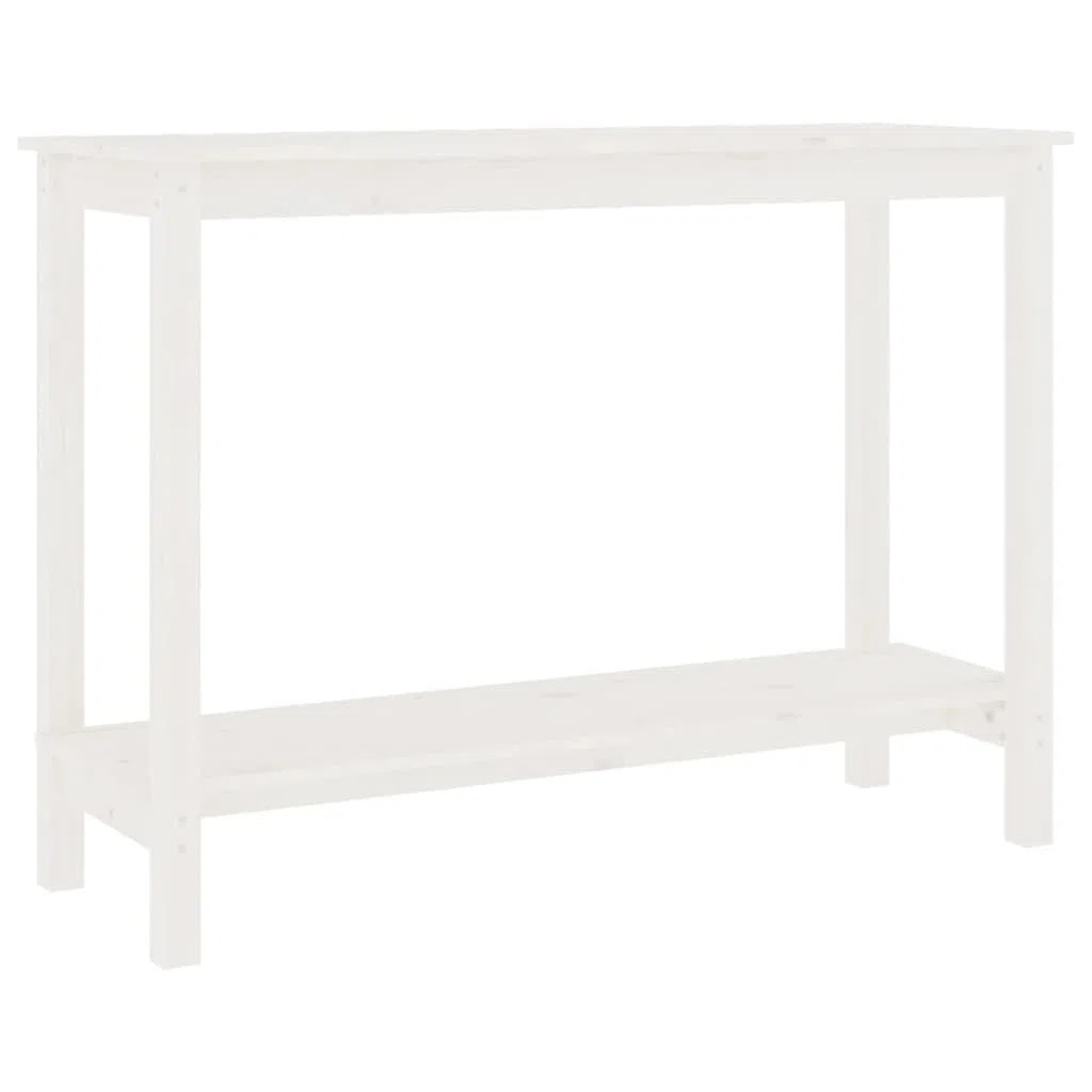Mesa consola blanca 110 x 40 x 80 cm – Clásica mesa auxiliar de madera maciza de pino maciza, mesa de pasillo estable en estilo rústico para pasillo, salón y entrada