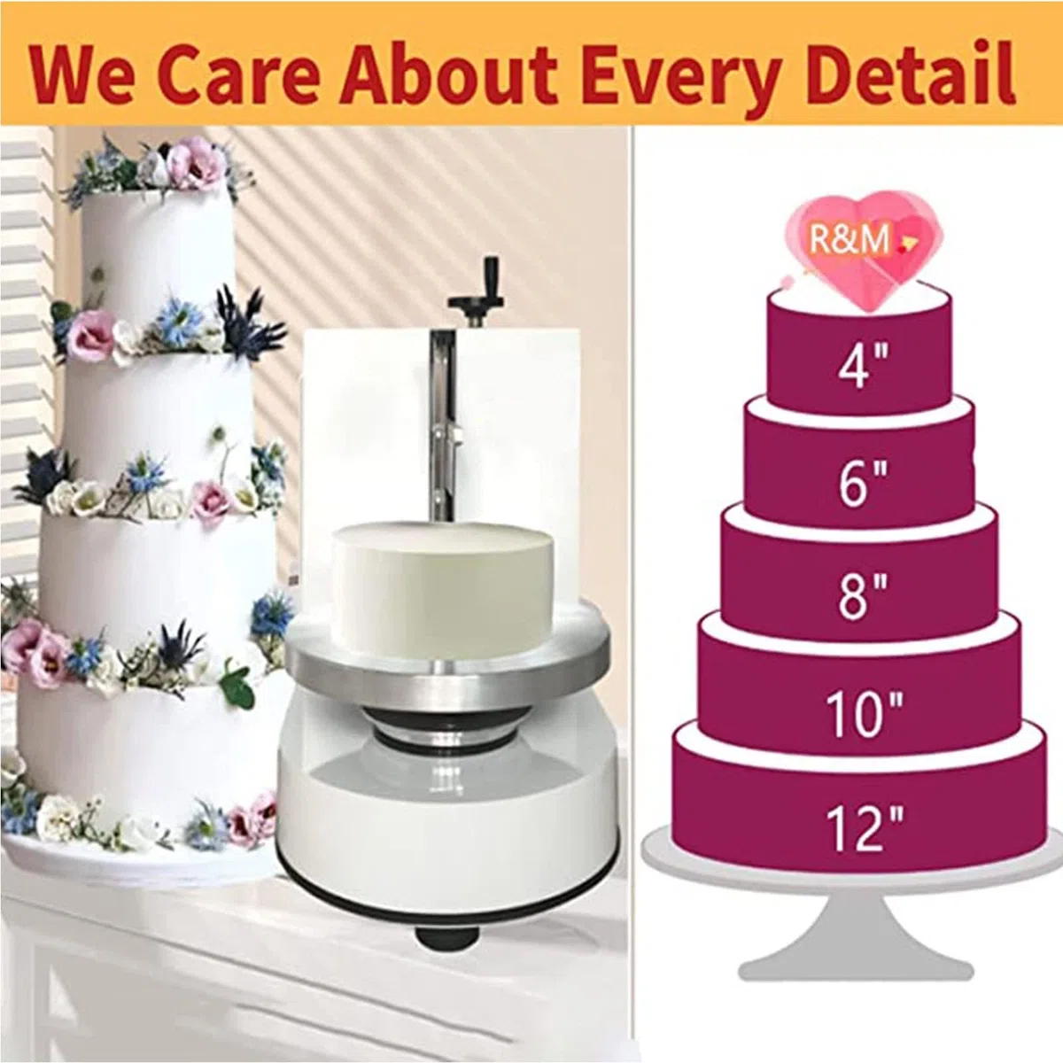 Máquina automática para esparcir Crema para Pasteles, máquina eléctrica para esparcir Crema para Pasteles de cumpleaños para Hacer Pasteles de 4 a 12 Pulgadas, para Cocina doméstica Comercial
