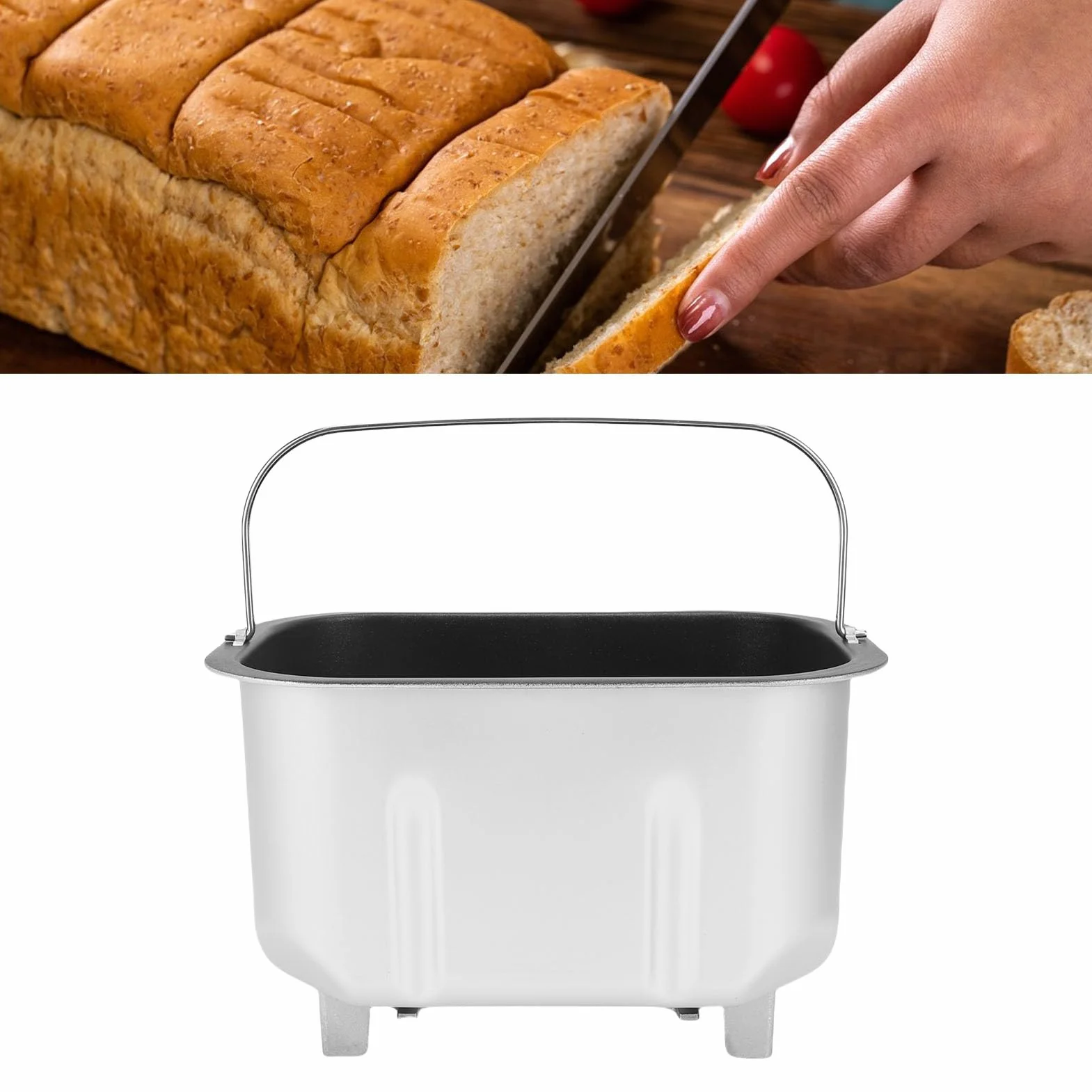 Cubo para Hornear para Máquina de Pan de 2 paletas: Cubo Interior de Repuesto de Acero Inoxidable con Revestimiento Antiadherente y Diseño de Doble Mezcla para un Amasado
