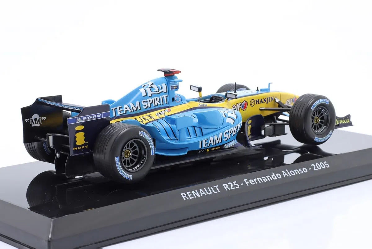 OPO 10 - Fórmula 1 Escala 1/24 Compatible con Renault R25 Fernando Alonso 2005 Campeón del Mundo Model Car OR028