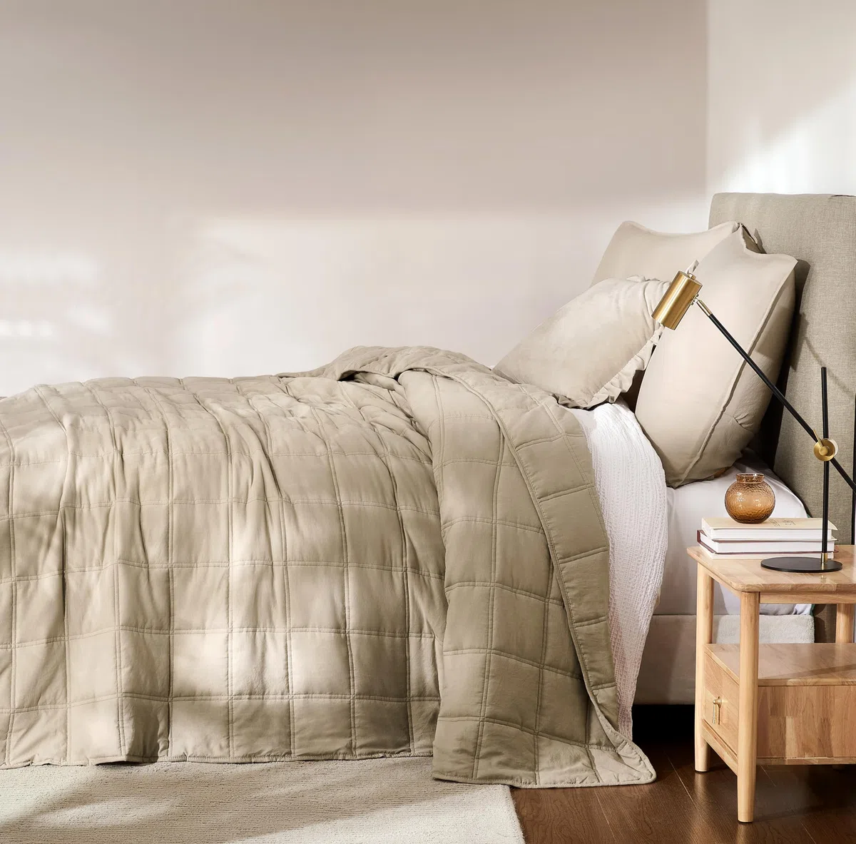 R.SHARE Colcha Verano Cama 200, Beige 300x270cm Colcha Bouti Cama Primavera, Multiuso Cubrecama Ligera Acolchada para Cama o Sofá Suave y Transpirable, 100% Microfibra Edredón Verano Todo el Año