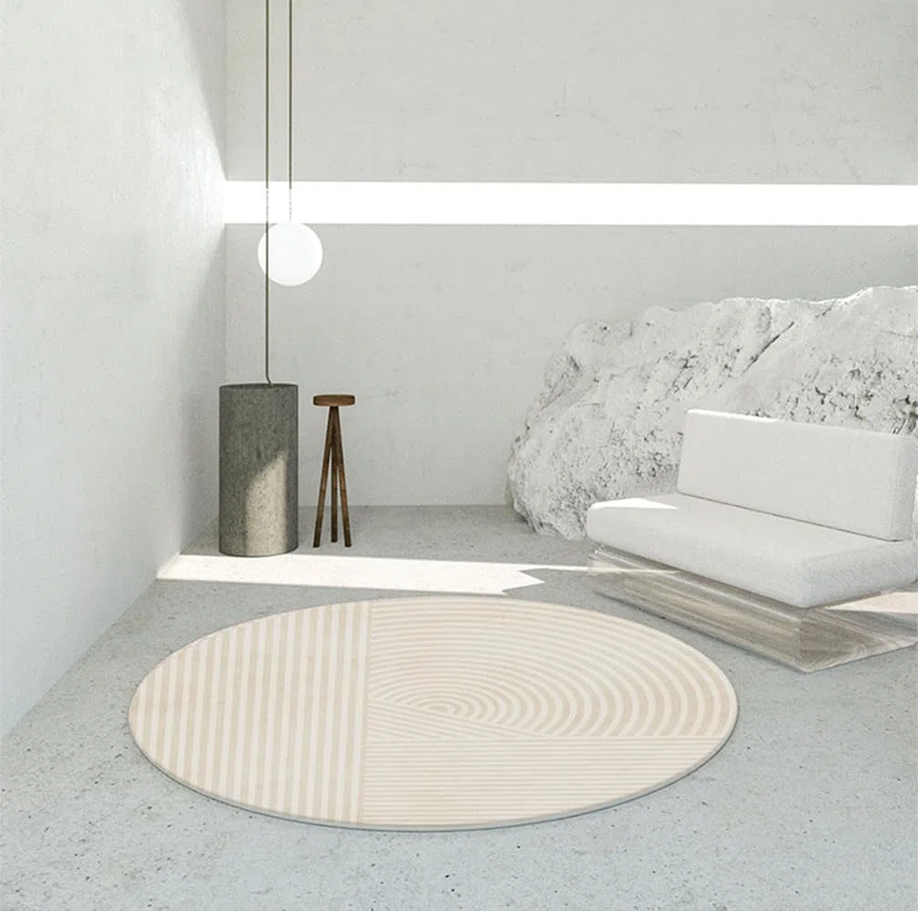 Alfombra de noche de 300 x 300 cm de pelo bajo con parte inferior antideslizante para mesa de sofá, sala de estar, cocina, baño, alfombra redonda lavable para decoración del hogar