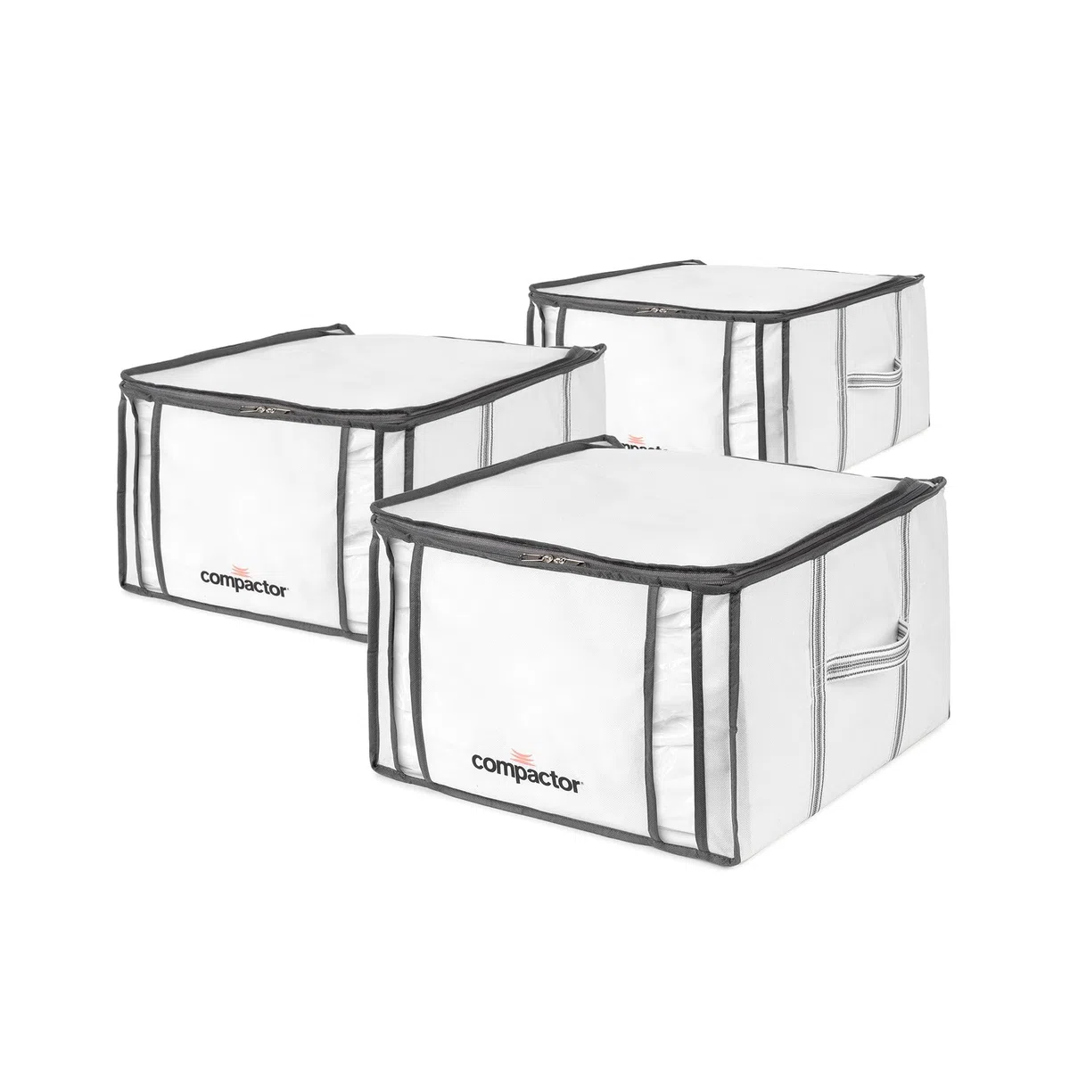 Compactor - Cajas almacenaje al vacío ropa, edredones, nórdicos, almohadas. Pack 3 Talla M. Organizador armario con bolsa al vacío ropa integrada, compresión con aspiradora. Ahorra espacio