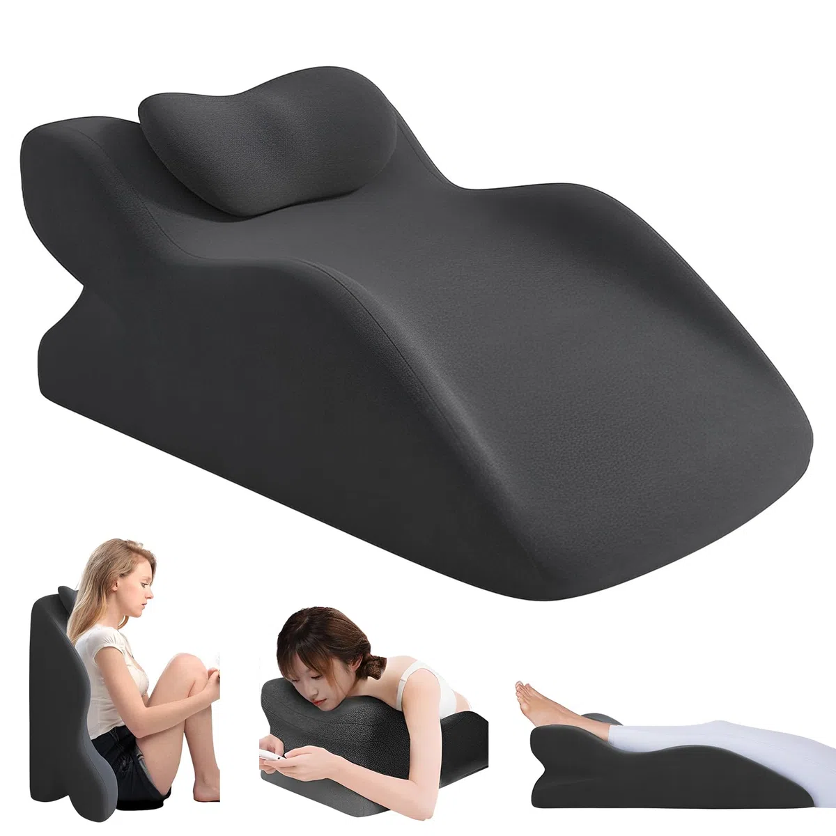 JAOGAUS Cojín de lectura para cama y sofá, cojín ergonómico para la espalda, cojín de cuña de espuma viscoelástica para espalda, cuello, almohada de apoyo para piernas con funda lavable para relajarse