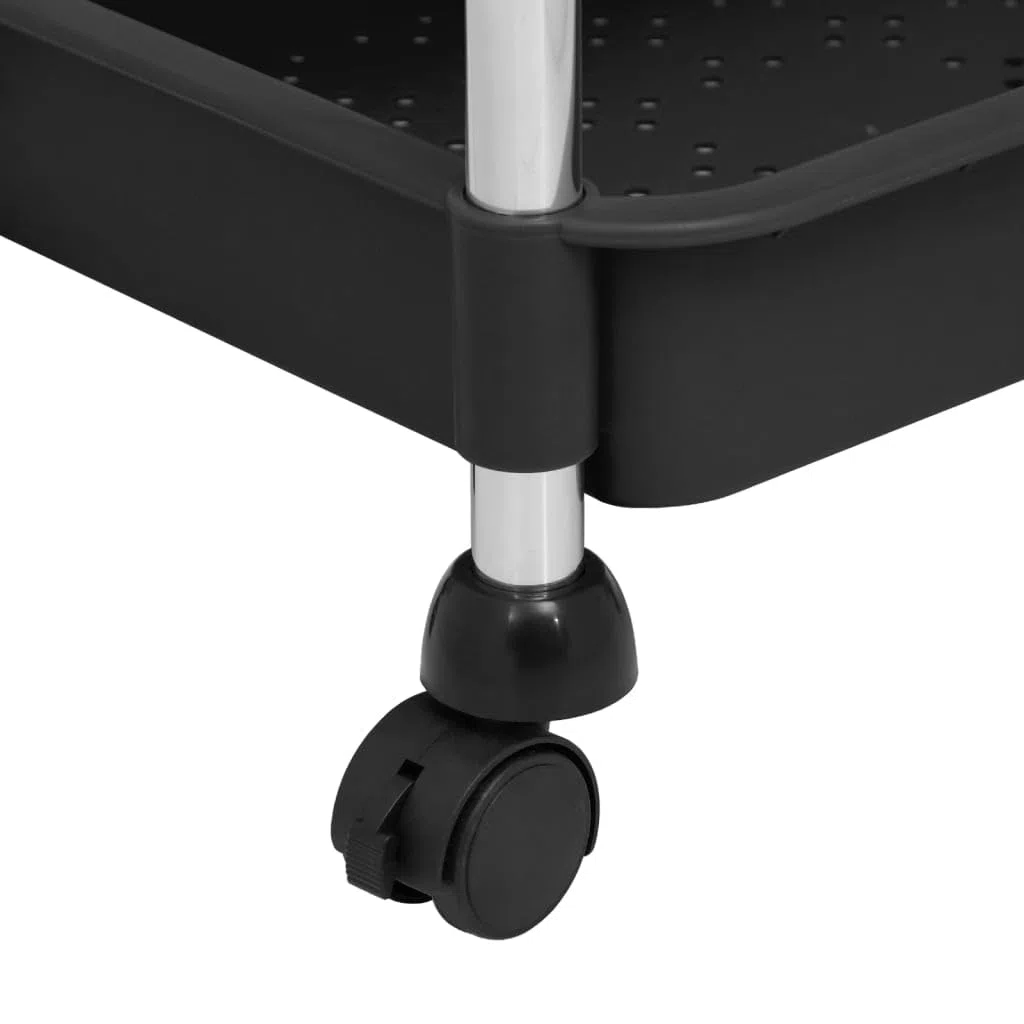 vidaXL Carrito de Cocina Carro de Servicio Doméstico Niños Garaje Estantes Almacenamiento Alimentos Bebidas 5 Niveles Hierro y ABS Negro 42x29x128 cm