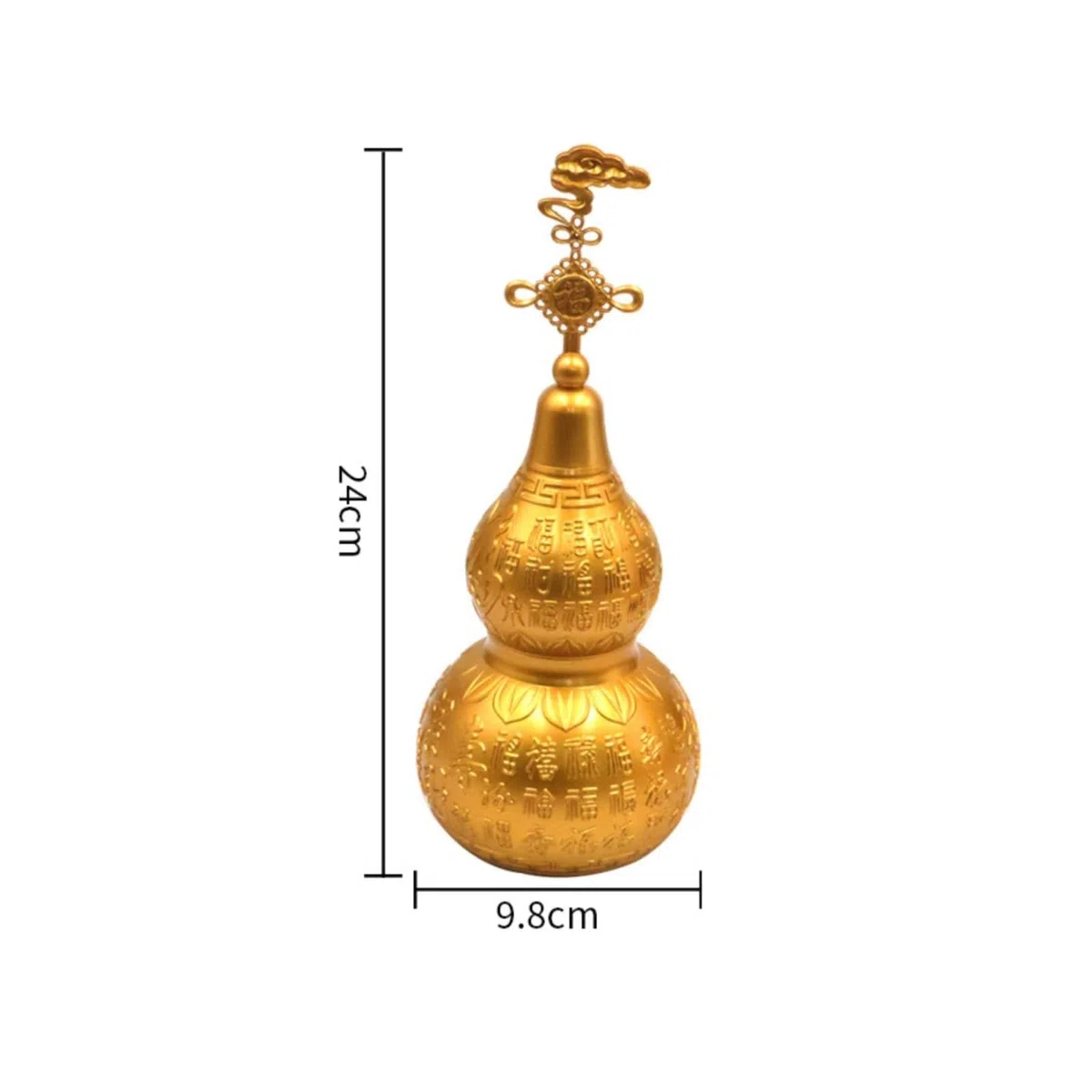 Calabaza de Latón Figura Ornamento Escultura Estatua Acabado Latonado con Relieve Chino y Adecuada para Entrada Sala Estantería Escritorio de Trabajo Colección 24cm