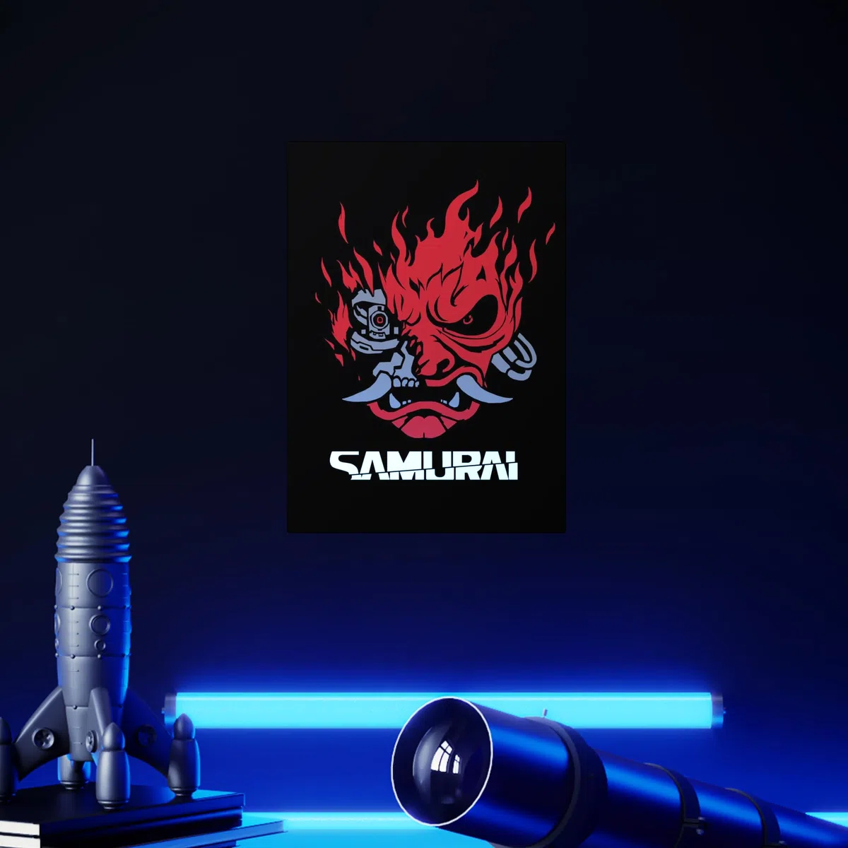 Displate - Póster de Metal - Montado con Imán - Cyberpunk 2077 - Samurai