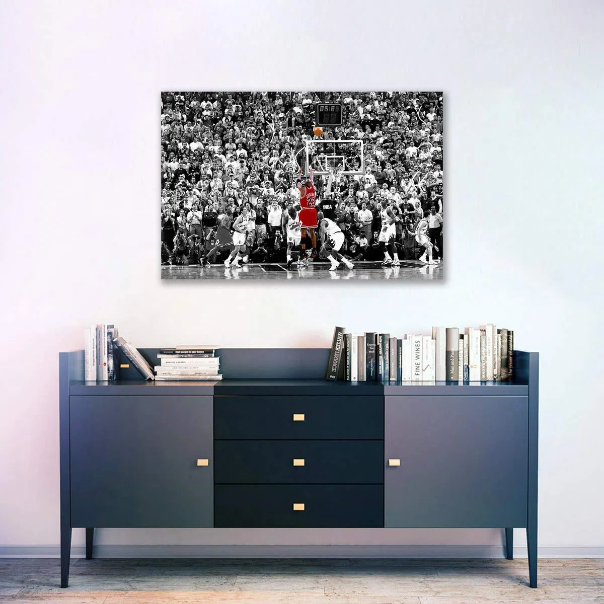 El último Disparo De Michael Jordan En 1996 Pintura De Lienzo De Arte De Pared Fan Impresión De Póster Cuadro De Pared Para La Decoración De La Sala De Estar (Art-3,50_x_70_cm(Con marco))