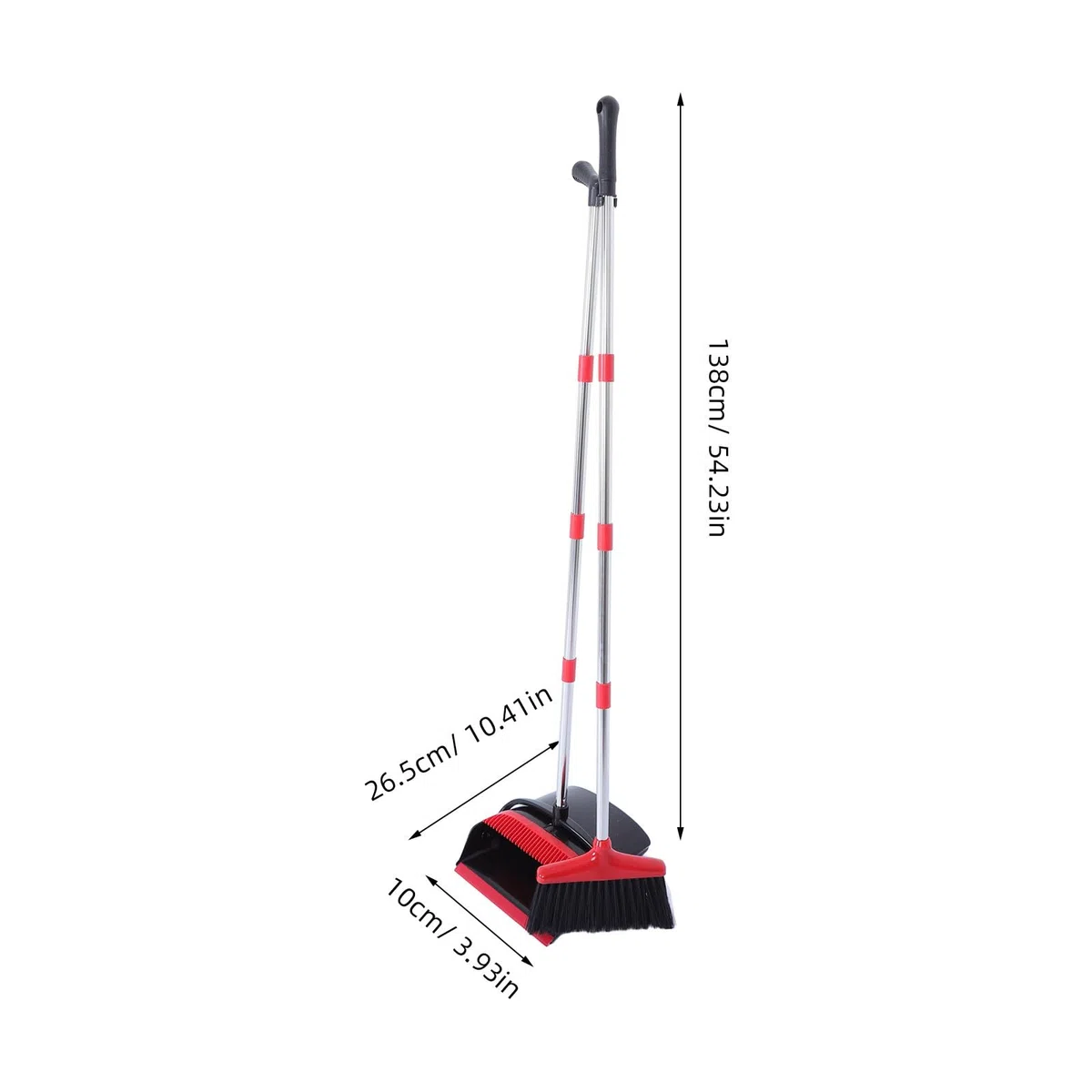 ibasenice Juego de Escoba y recogedor con Mango Largo de 137 cm (54"), Escoba y recogedor de pie para el hogar, la Cocina y la Oficina. El Cuenta con Dientes autolimpiables para Recoger el