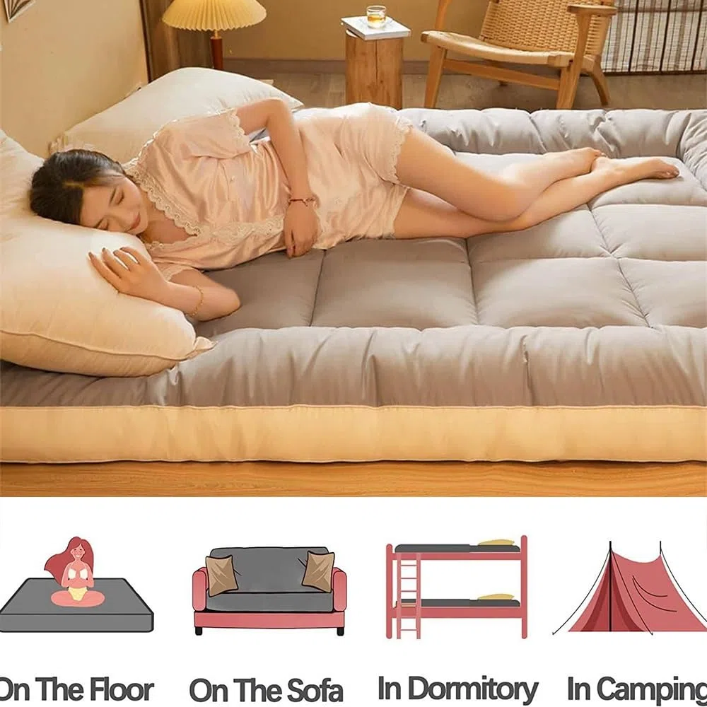 Colchón de Suelo Japonés Futón Extra Grueso Colchón de Suelo Colchón Futón Cama de Suelo Plegable Colchón de Camping Colchoneta Futón Colchoneta Tradicional for Dormir Colchón Extra Grueso(Green,120x2