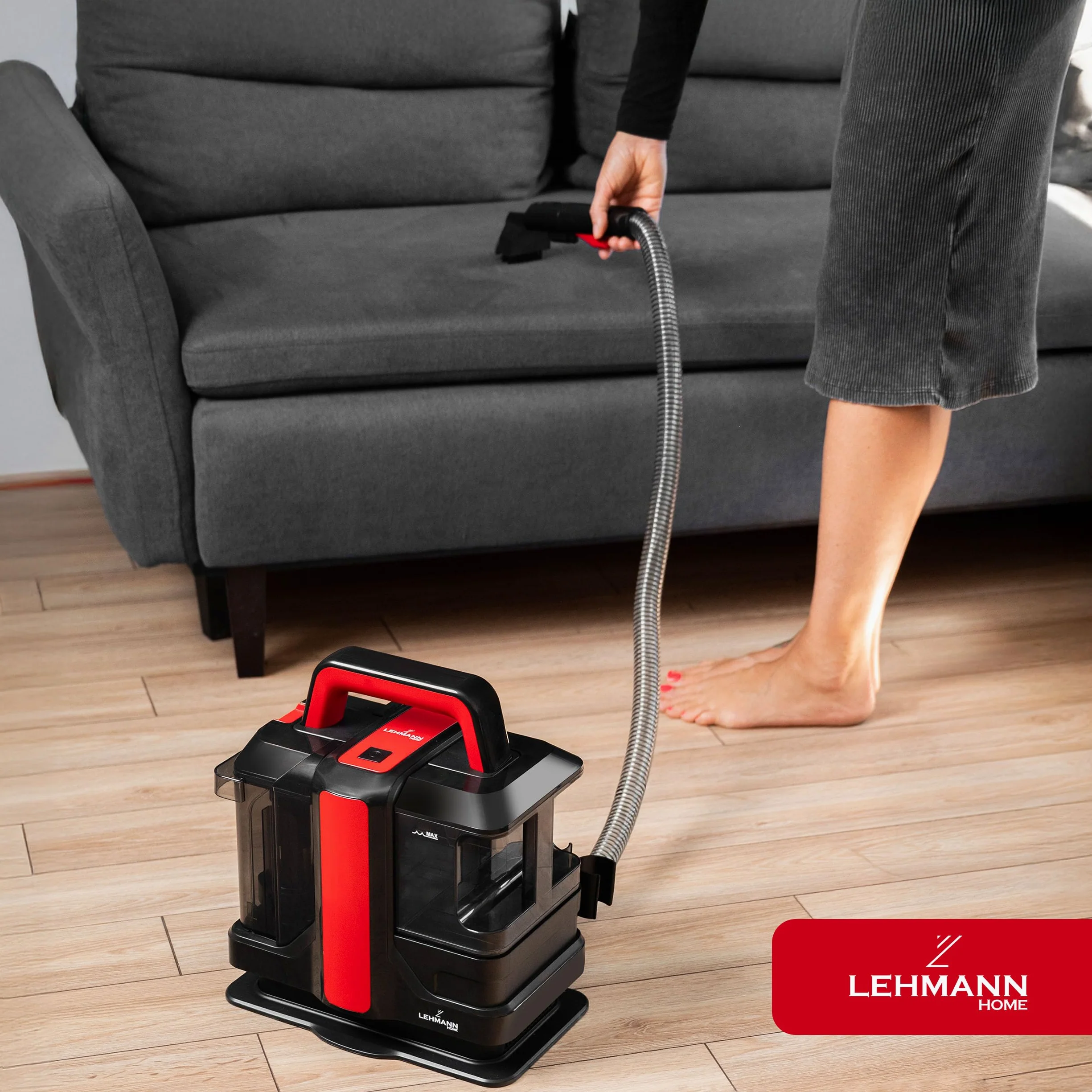 LEHMANN EasyWash - Limpiador de alfombras y tapicería 2 en 1 Spot Clean, aspiradora en seco y húmedo de 450 W, sistema de dos depósitos, quitamanchas para sofá, alfombra y coche, incluye accesorios