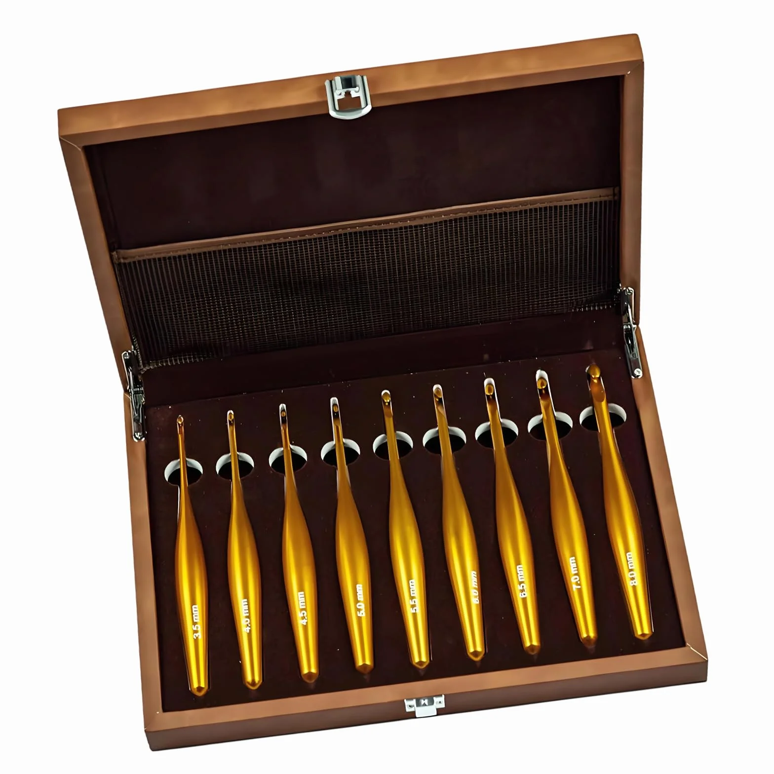 Juego de agujas de ganchillo de alúmina con diseños desmontables, mango ergonómico de madera, varios tamaños y bolsa de almacenamiento, ganchillo de viaje