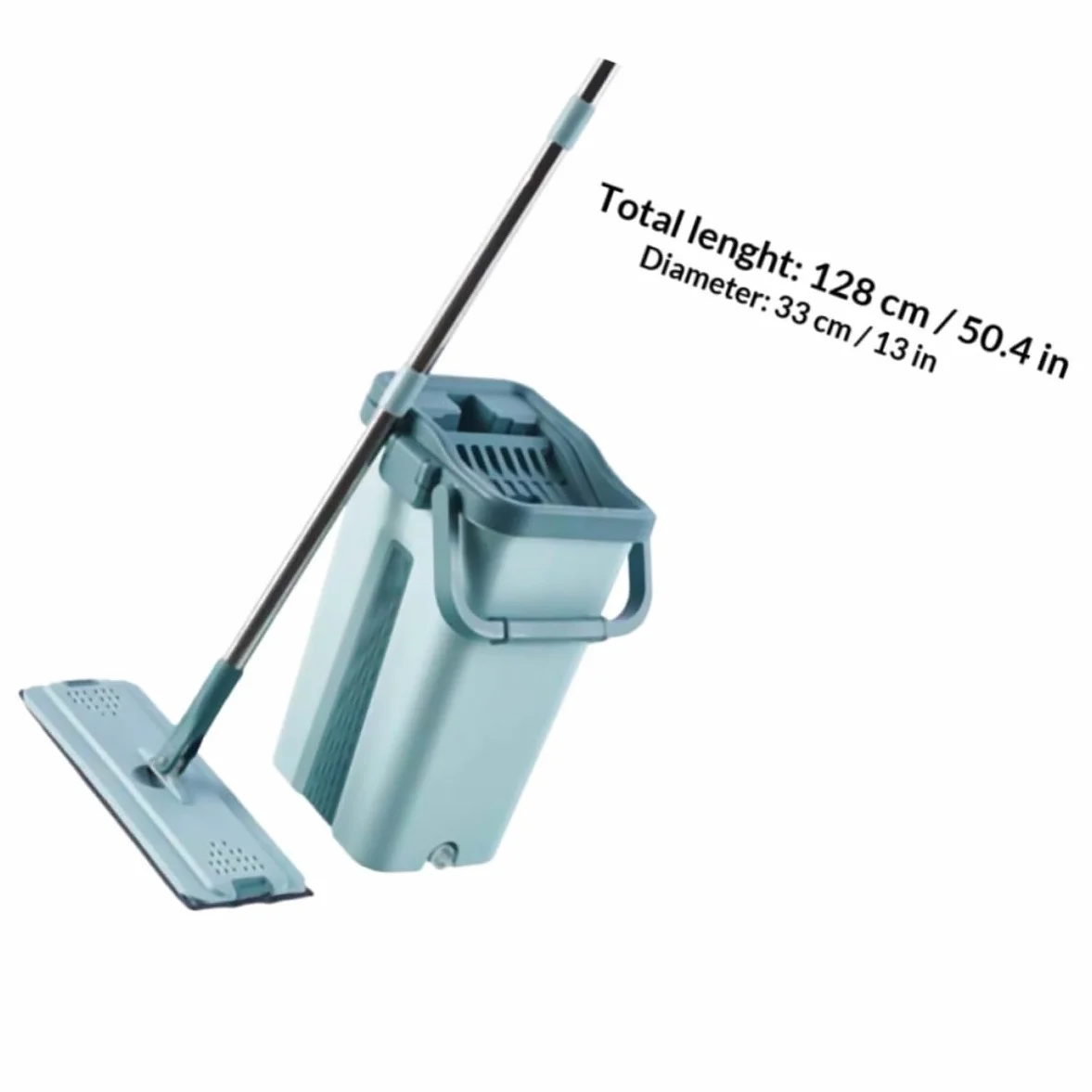 Lurrose 1juego Mopa sin Lavado con Cubo Escurridor de Limpieza Doméstica Microfibra Absorbente Extracción Manual para Suelos Secos y Húmedos Diseño Práctico y Ergonómico