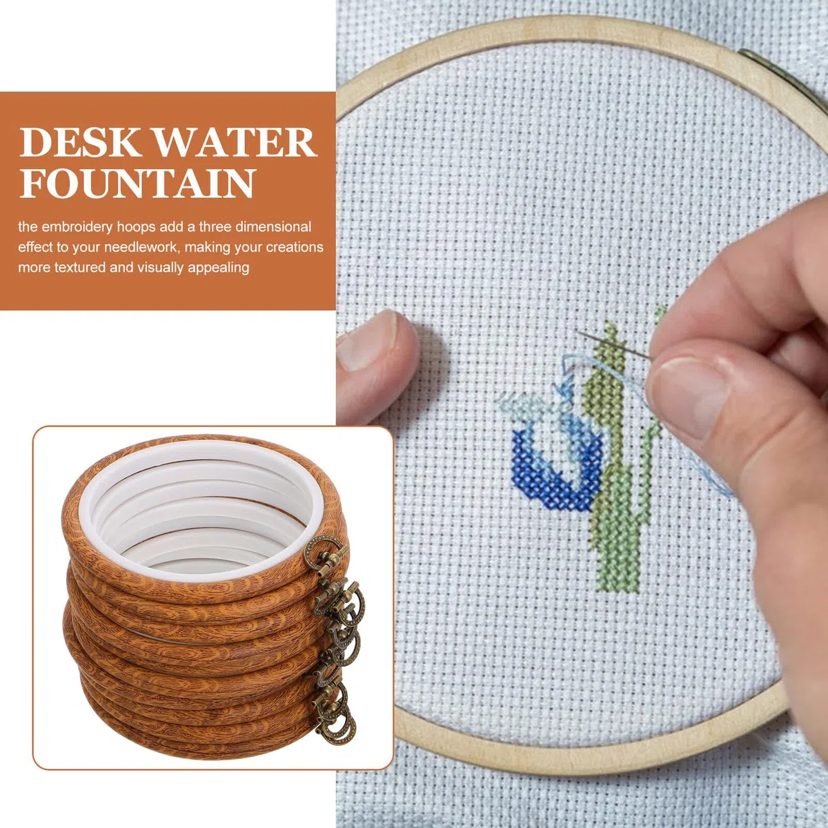 MUELODSIC Aros de Bordado y Material Resistente 10 Diseño Portátil de Aleación de Zinc y Plástico Pp para Punto de Cruz para Exhibición Decorativa Hogar