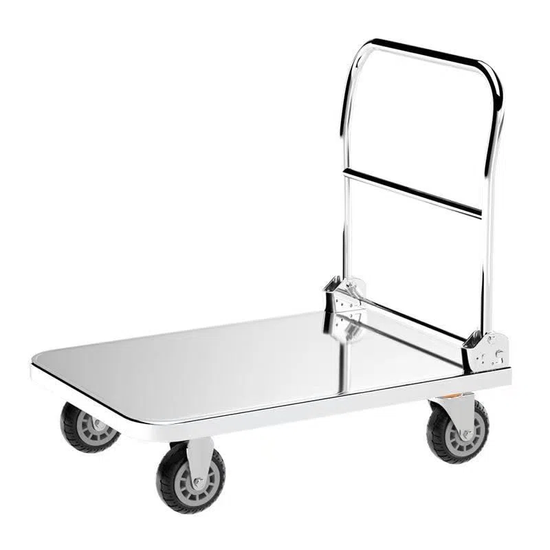 Carro de transporte de acero inoxidable para camiones de alimentos y remolques, carrito de plataforma versátil para catering y eventos al aire libre