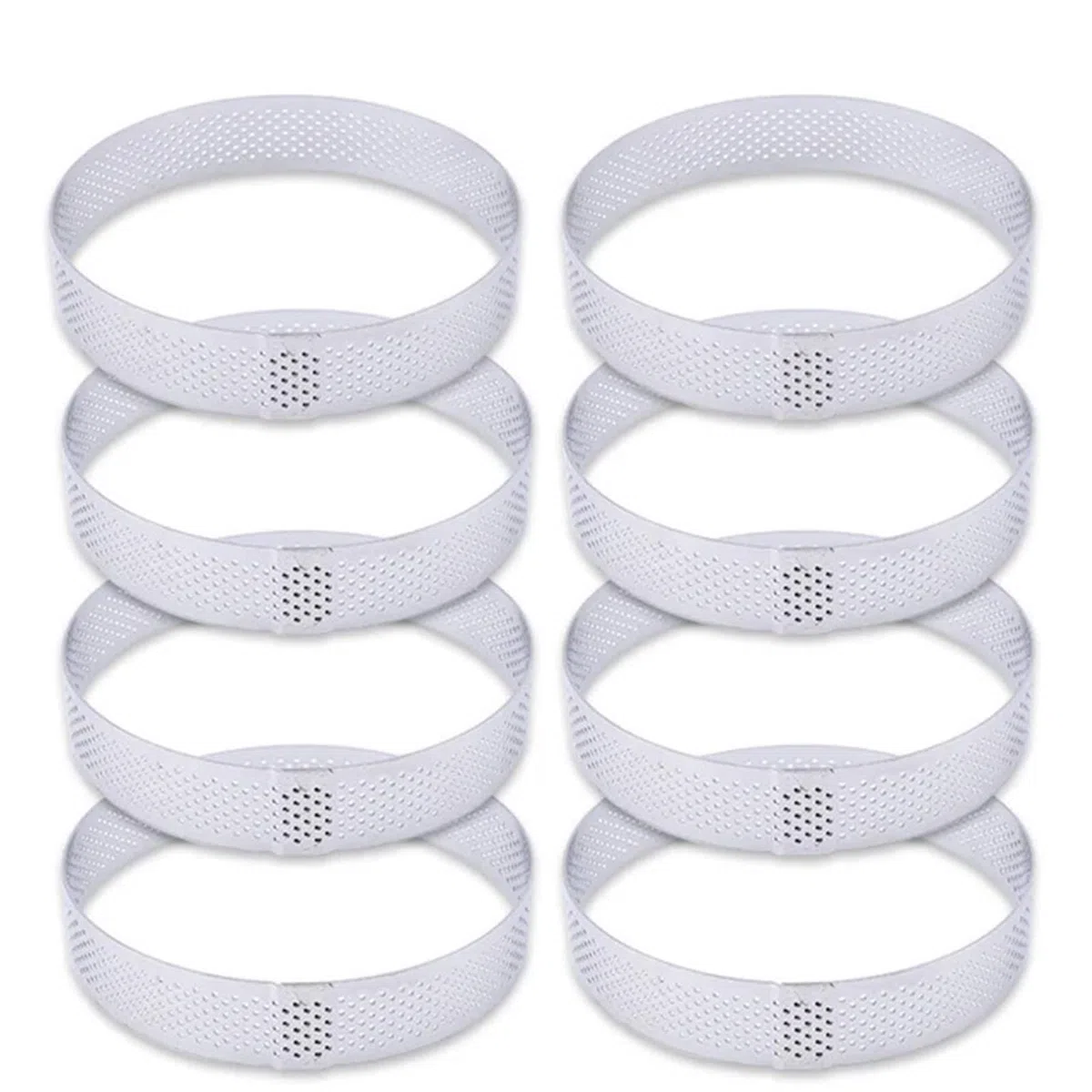 Anillos Para Tartas Anillo redondo perforado for tarta, molde for Tartas de fruta de acero inoxidable for hornear postres, moldes for pasteles y Mousse, herramientas de cocina Para Postre，Tartas(8PCS